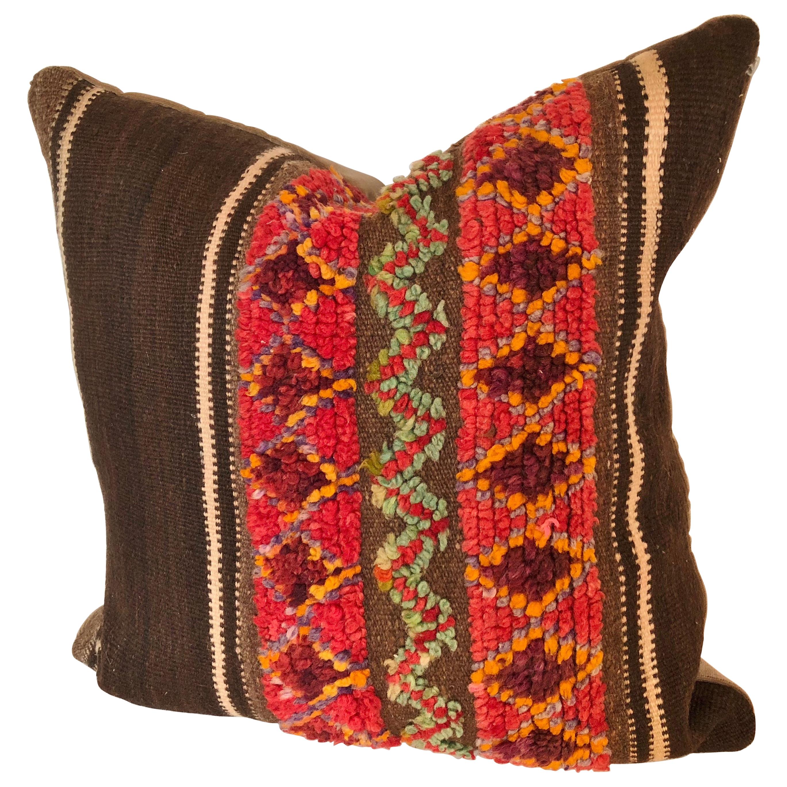Custom Pillow by Maison Suzanne Cut from a Vintage Wool Moroccan Berber Rug For Sale
