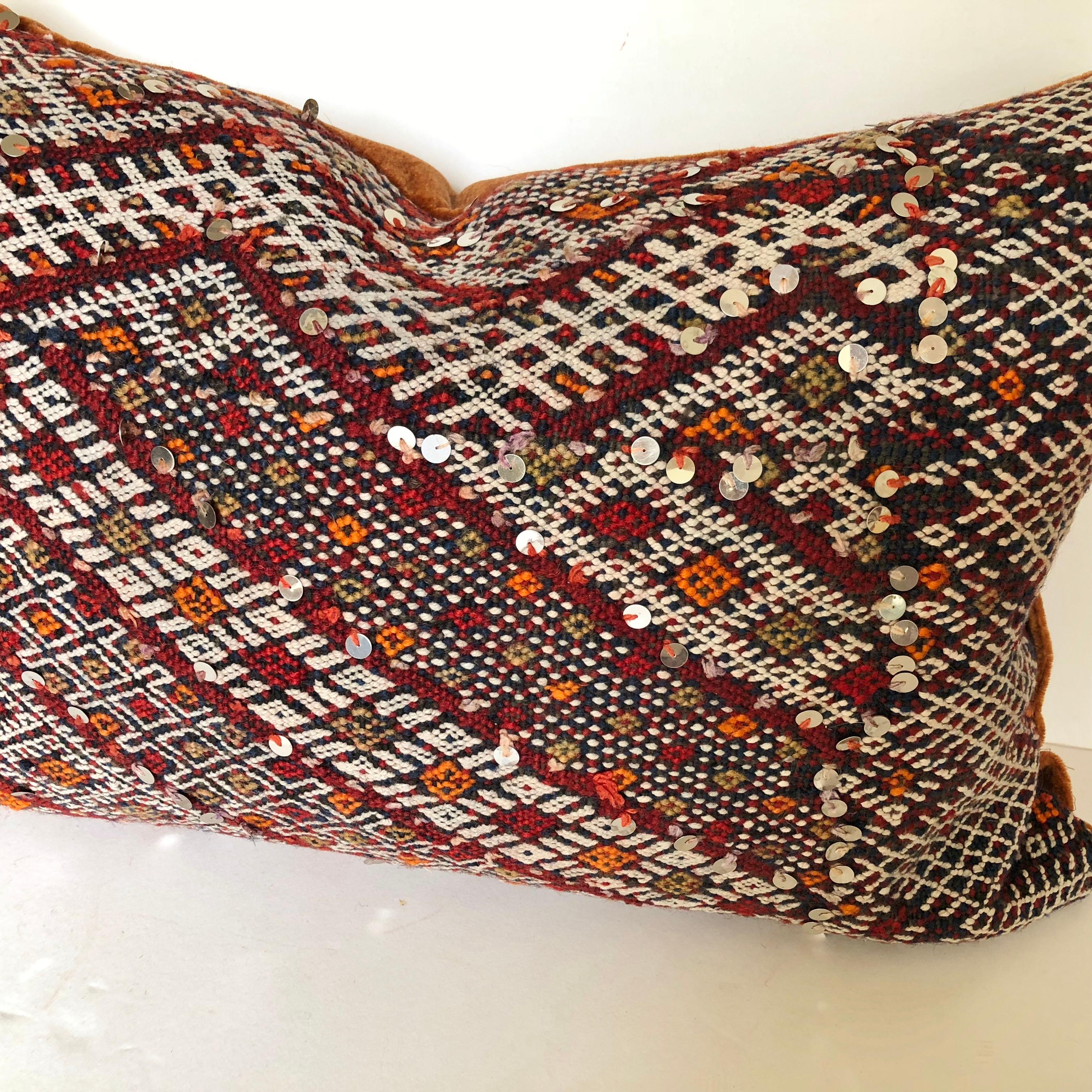 20th Century Custom Pillow Cut from a Vintage Hand Loomed Wool Moroccan Rug For Sale