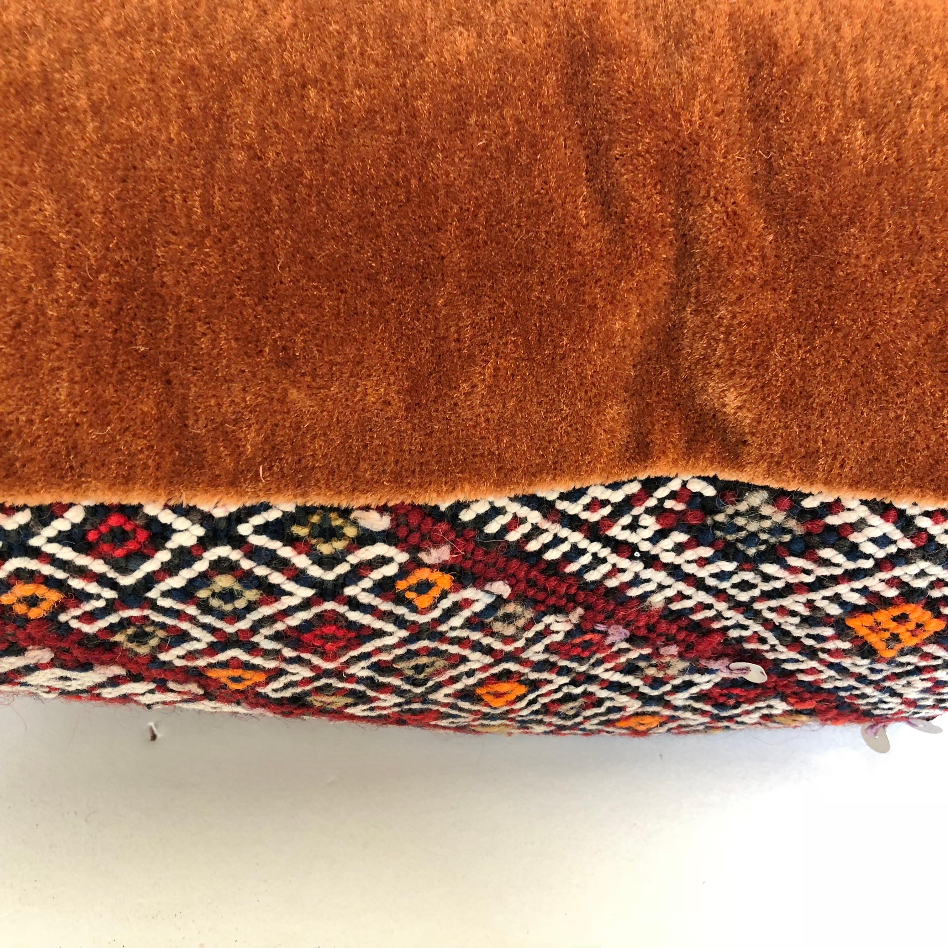 Custom Pillow Cut from a Vintage Hand Loomed Wool Moroccan Rug For Sale 1