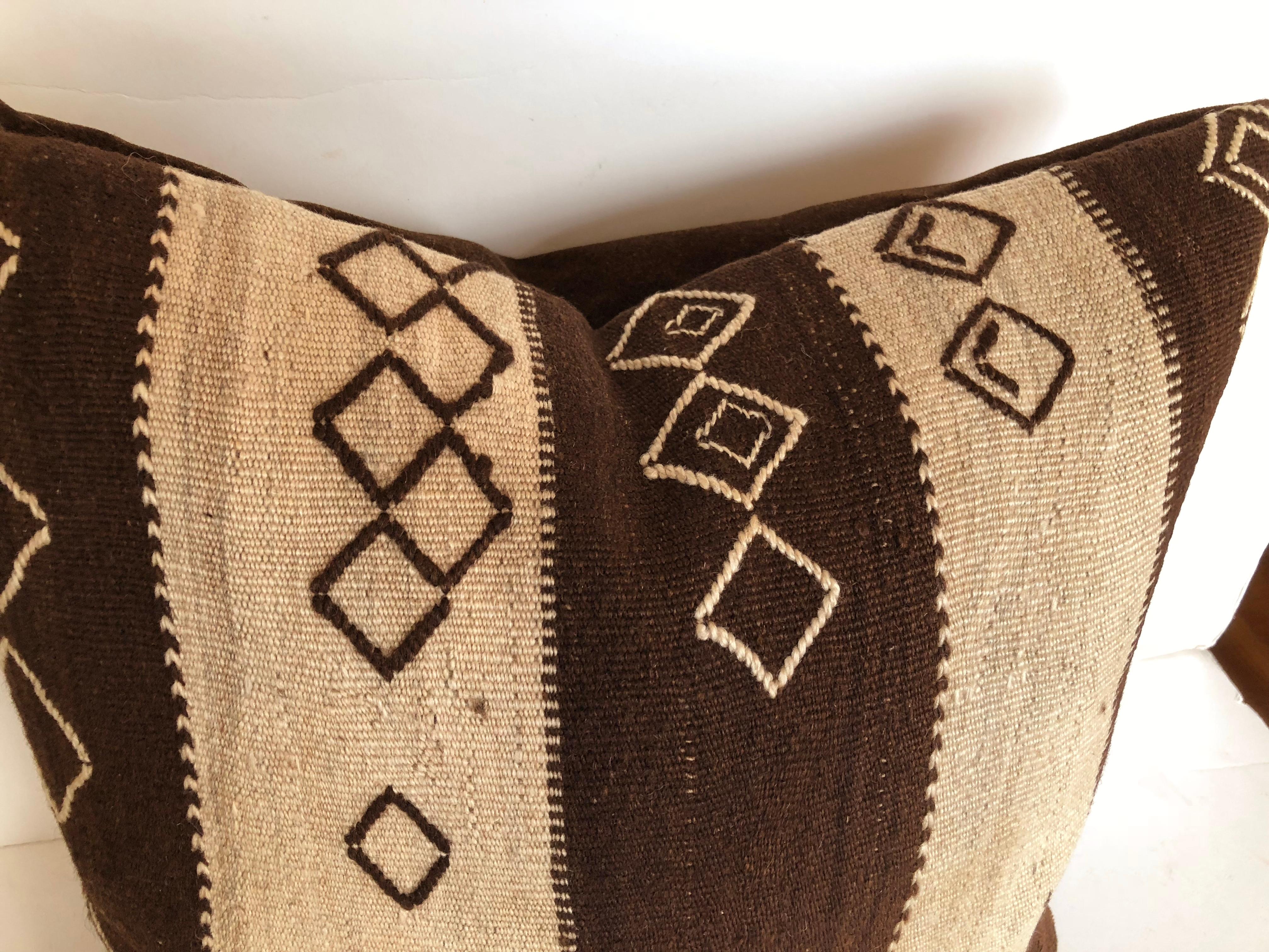 Hand-Woven Custom Pillow by Maison Suzanne Cut from a Vintage Wool Moroccan Ourika Rug  For Sale