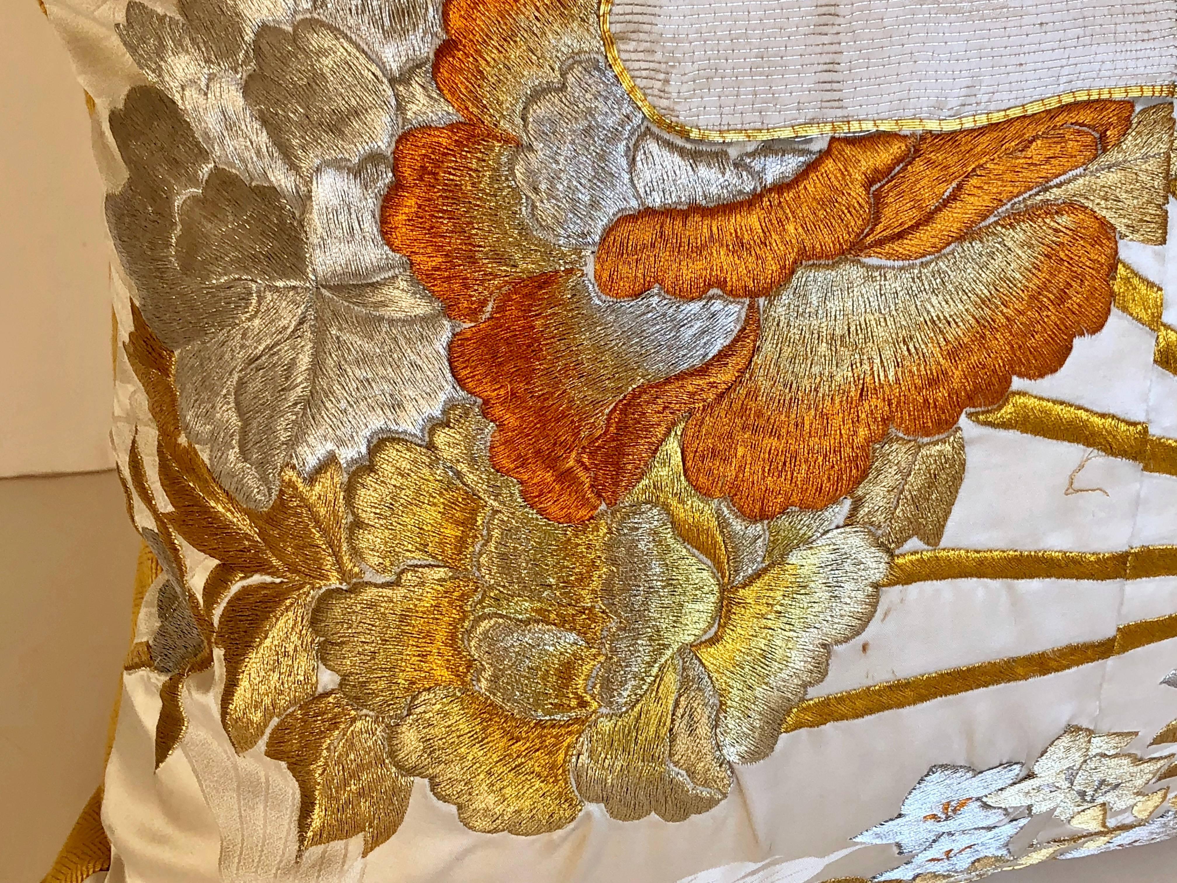20th Century Custom Pillow Cut from a Vintage Japanese Silk Uchikake Wedding Kimono