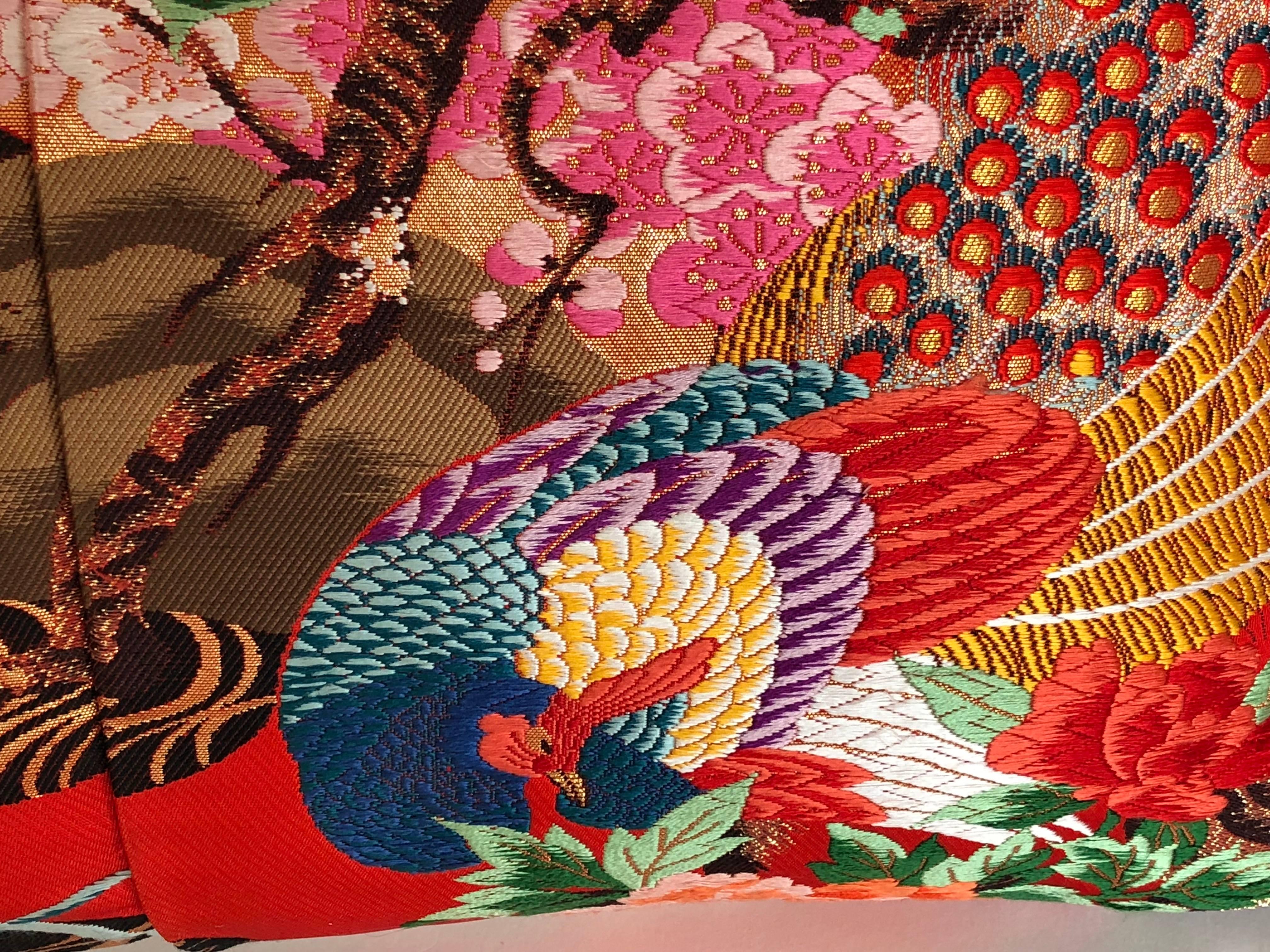20th Century Custom Pillow Cut from a Vintage Japanese Silk Uchikake Wedding Kimono For Sale