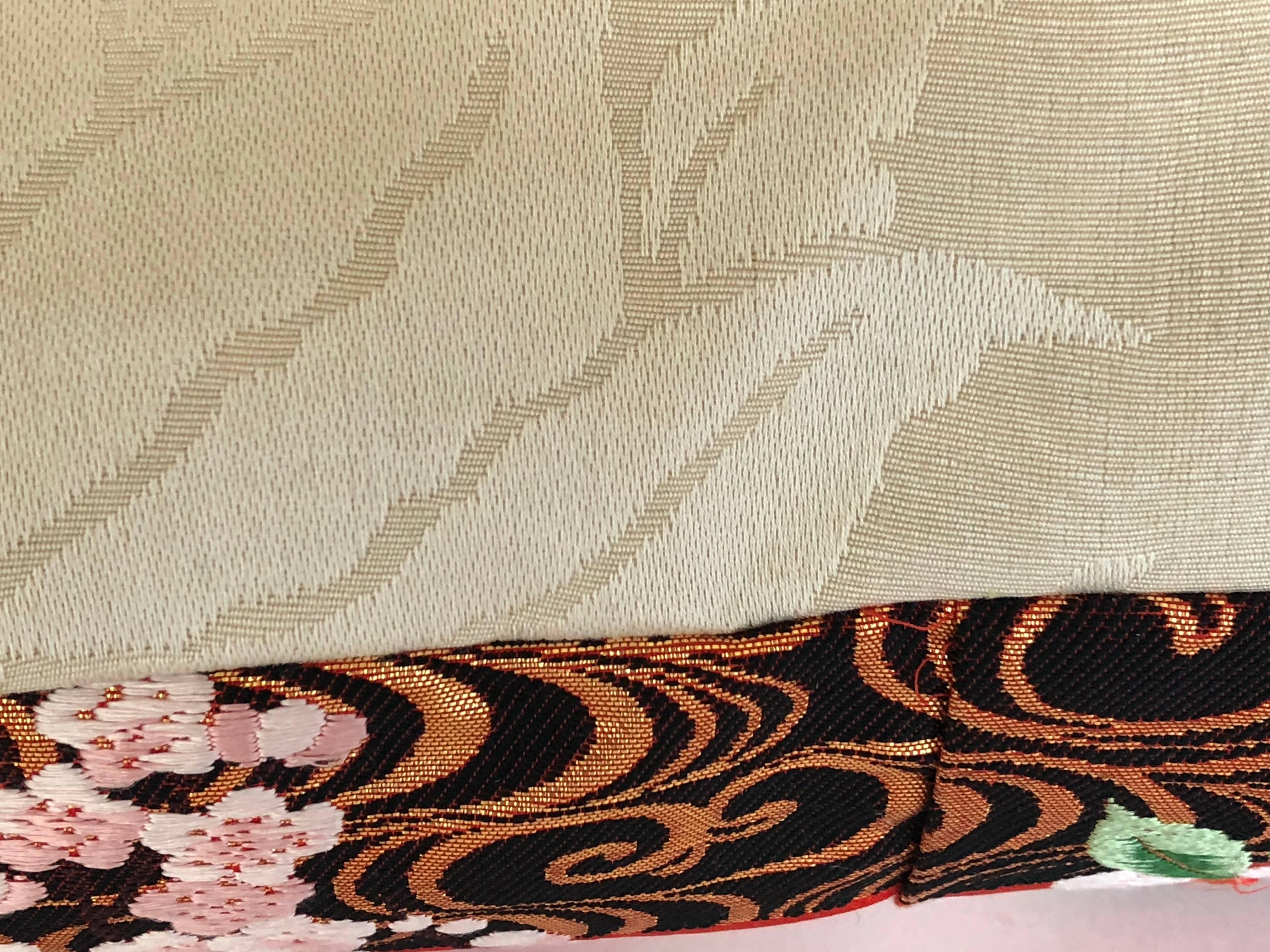 Custom Pillow Cut from a Vintage Japanese Silk Uchikake Wedding Kimono For Sale 1