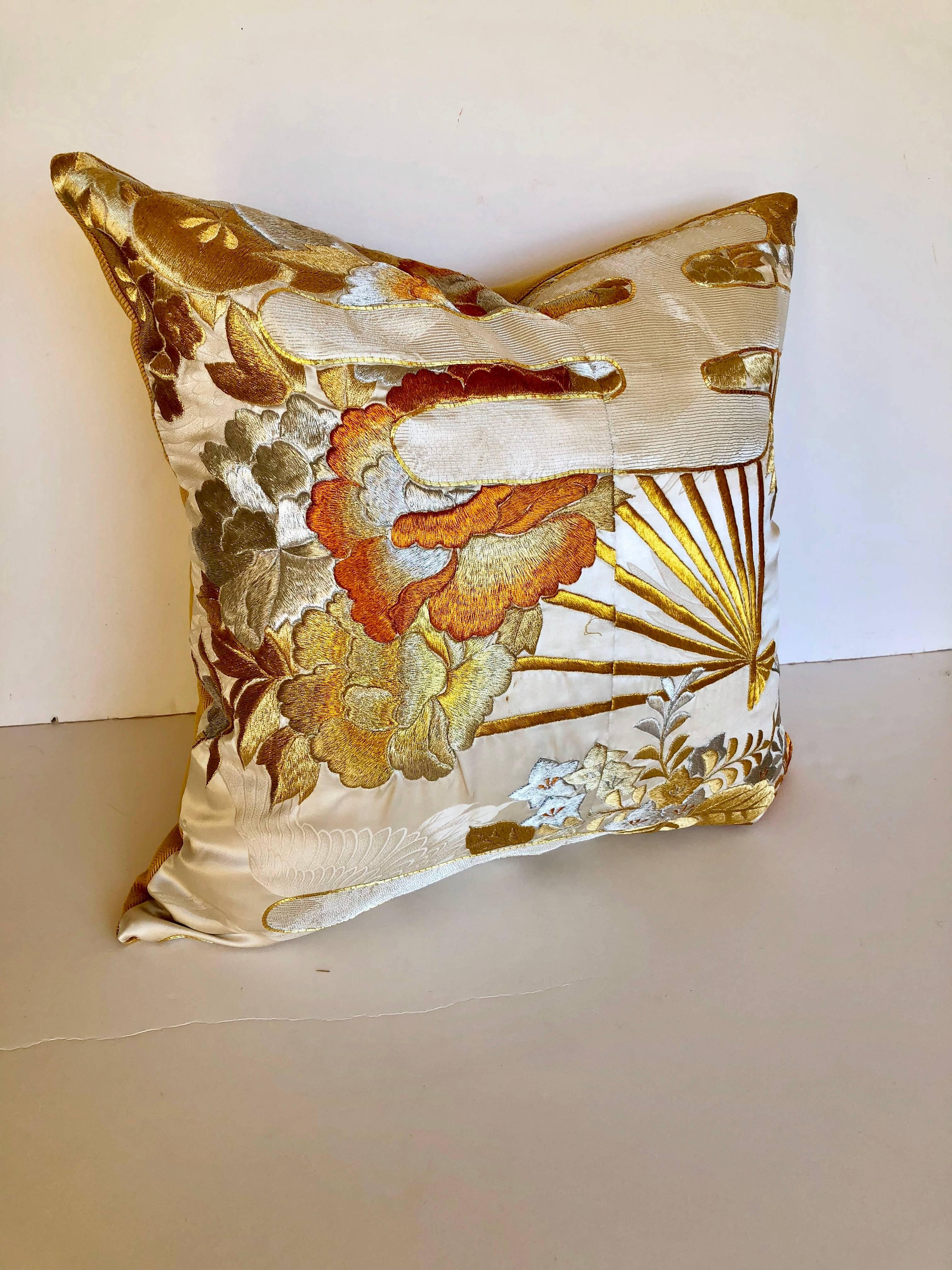 Custom Pillow Cut from a Vintage Japanese Silk Uchikake Wedding Kimono 2