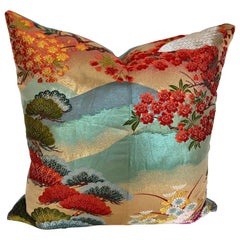 Custom Pillow Cut from a Retro Japanese Silk Uchikake, Wedding Kimono