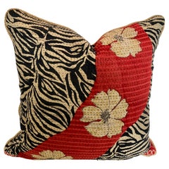 Custom Pillow Cut from a Vintage Kantha Quilt from India