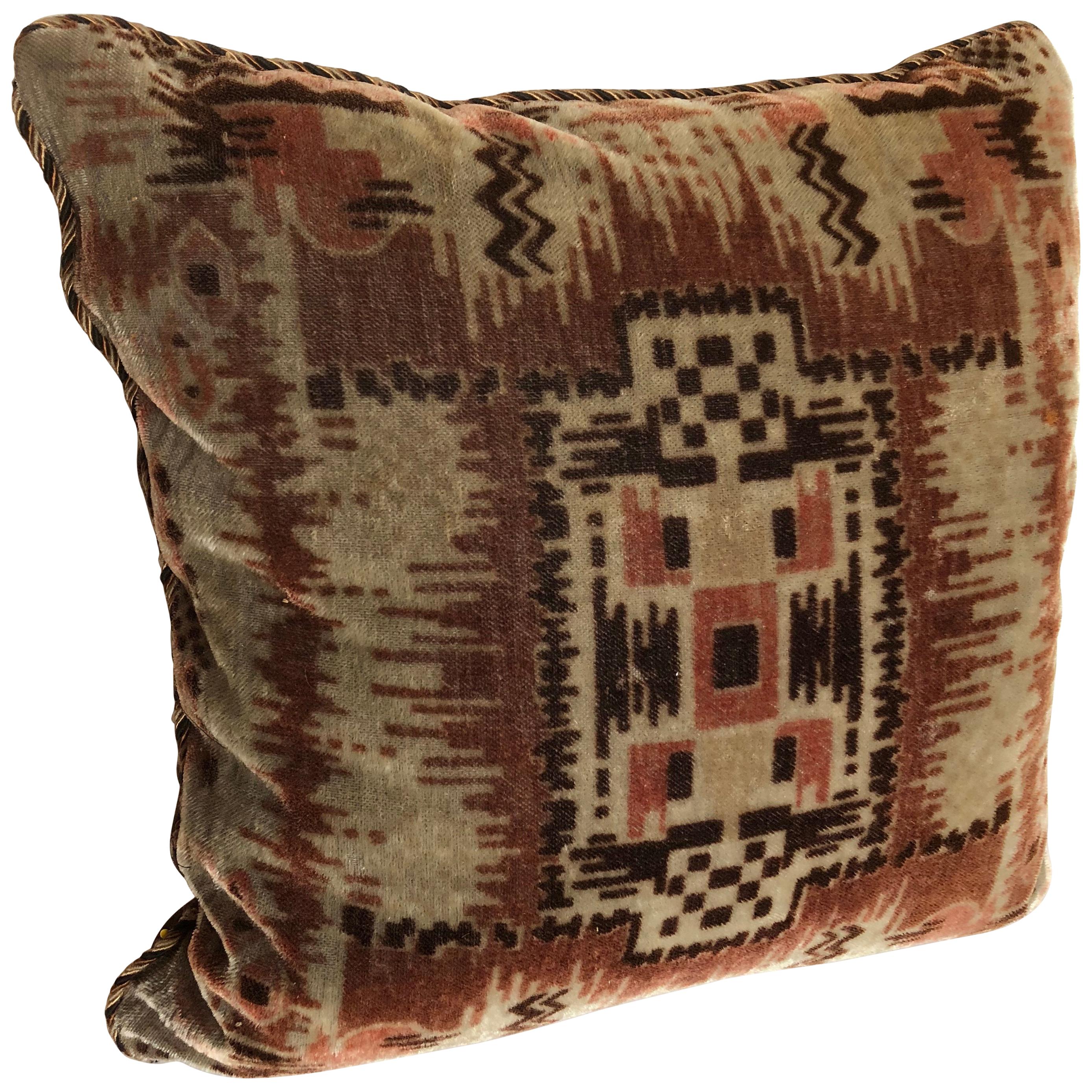 Custom Pillow by Maison Suzanne Cut from an Antique Amsterdam School Textile For Sale