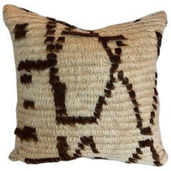 Custom Pillow Cut from a Vintage Moroccan Hand Loomed Wool Azilal Rug