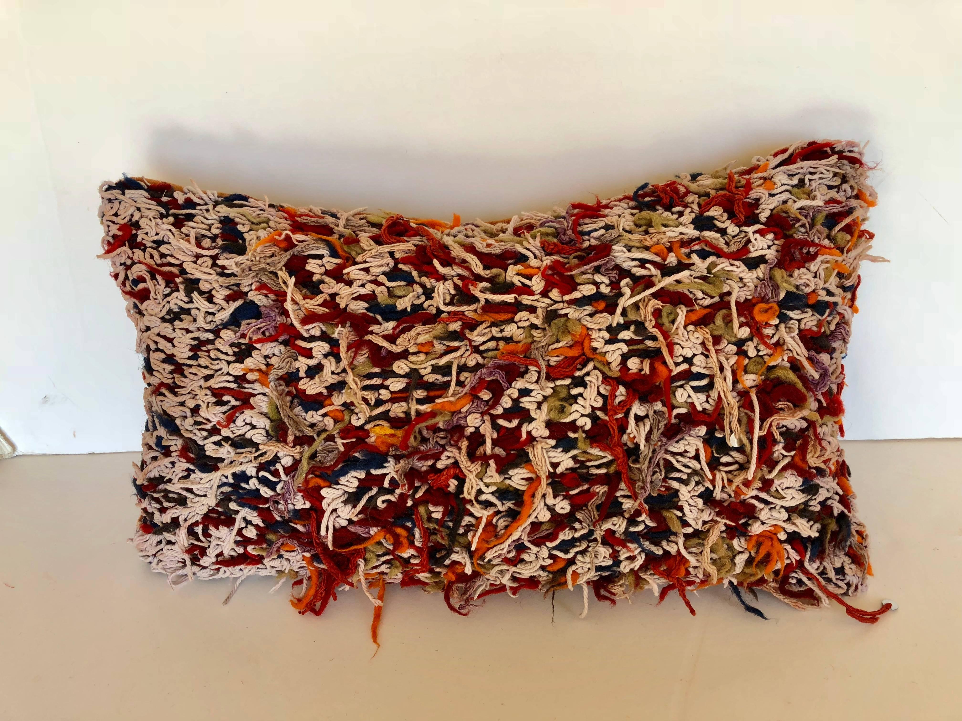 Custom Pillow by Maison Suzanne Cut from a  Moroccan Hand-Loomed Wool Berber Rug For Sale 2