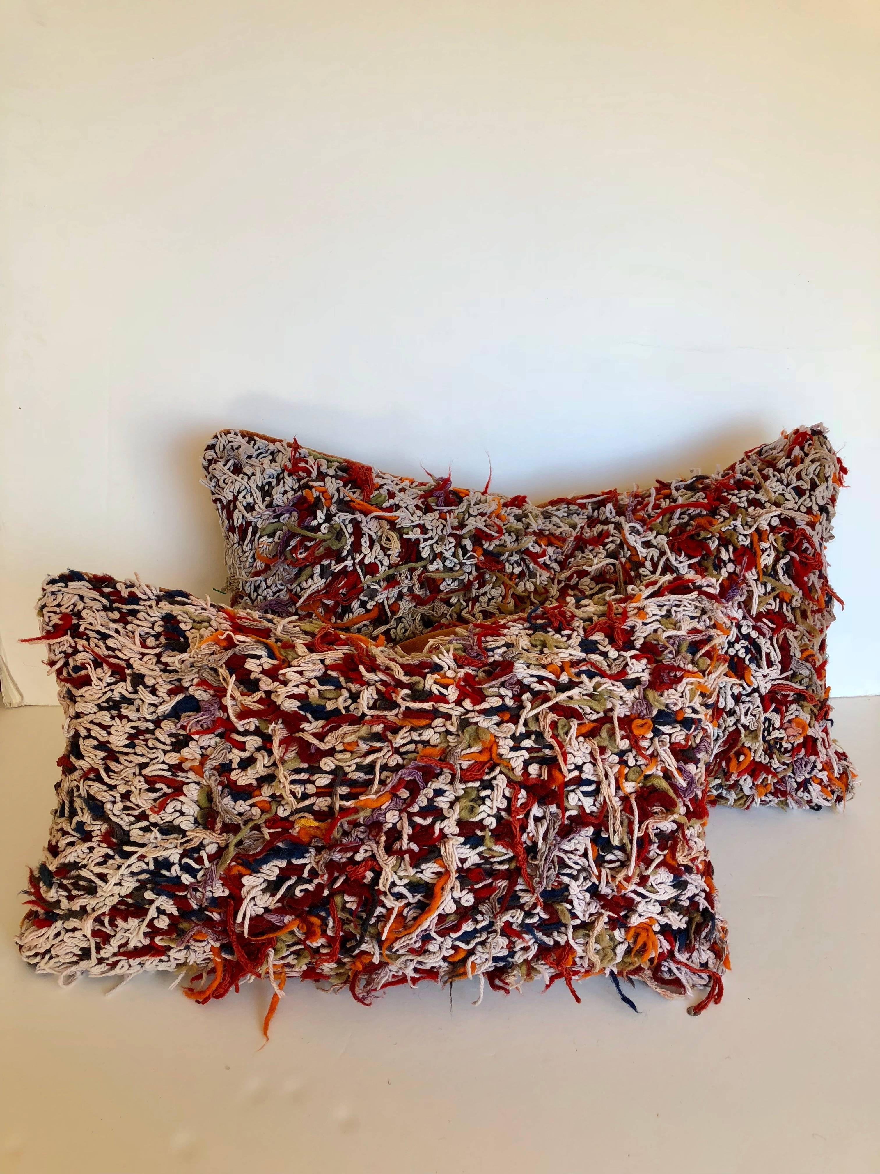 Custom Pillow by Maison Suzanne Cut from a  Moroccan Hand-Loomed Wool Berber Rug For Sale 4
