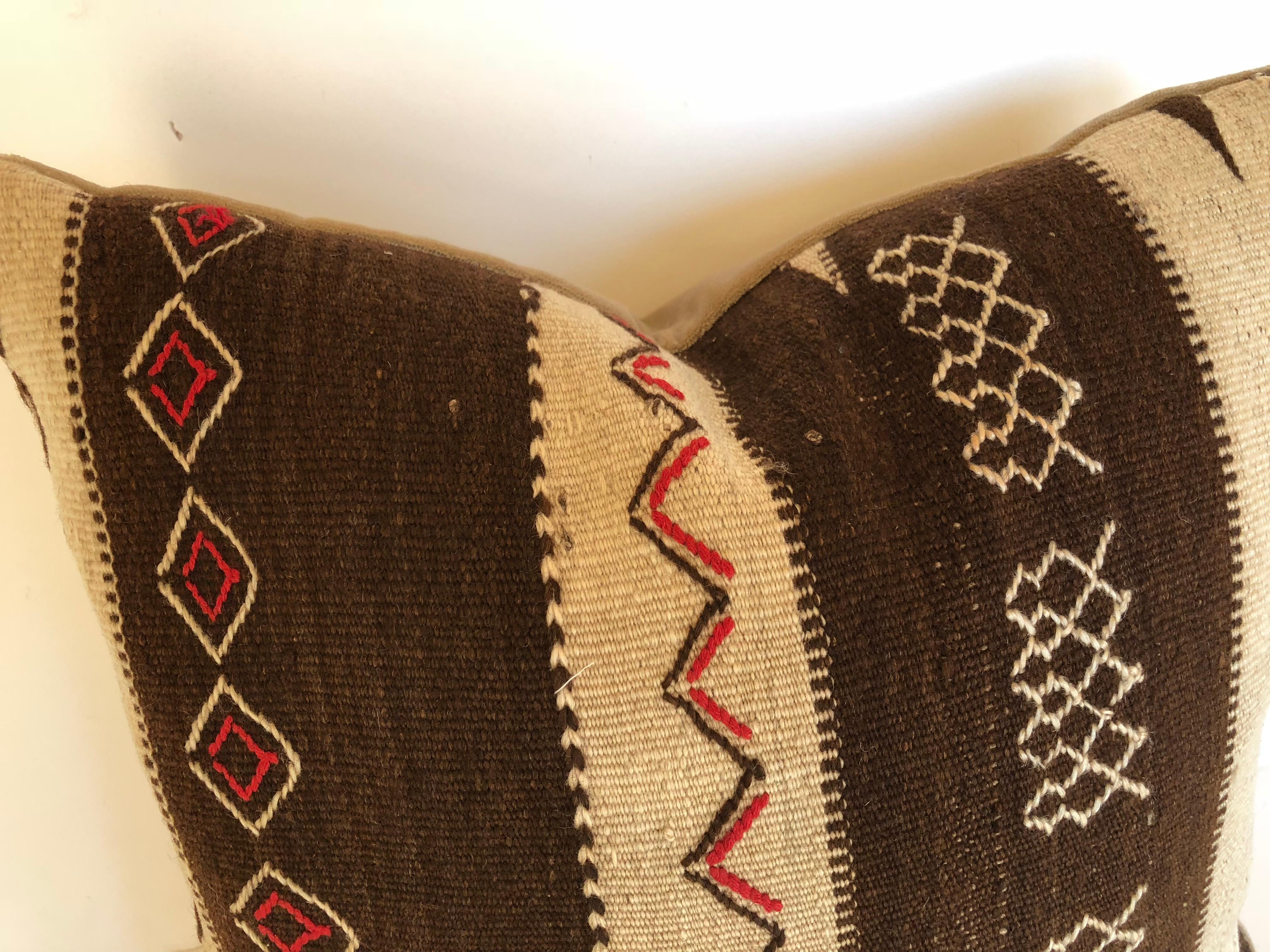 Hand-Woven Custom Pillow by Maison Suzanne, Cut from a Vintage Moroccan Wool Ourika Rug For Sale