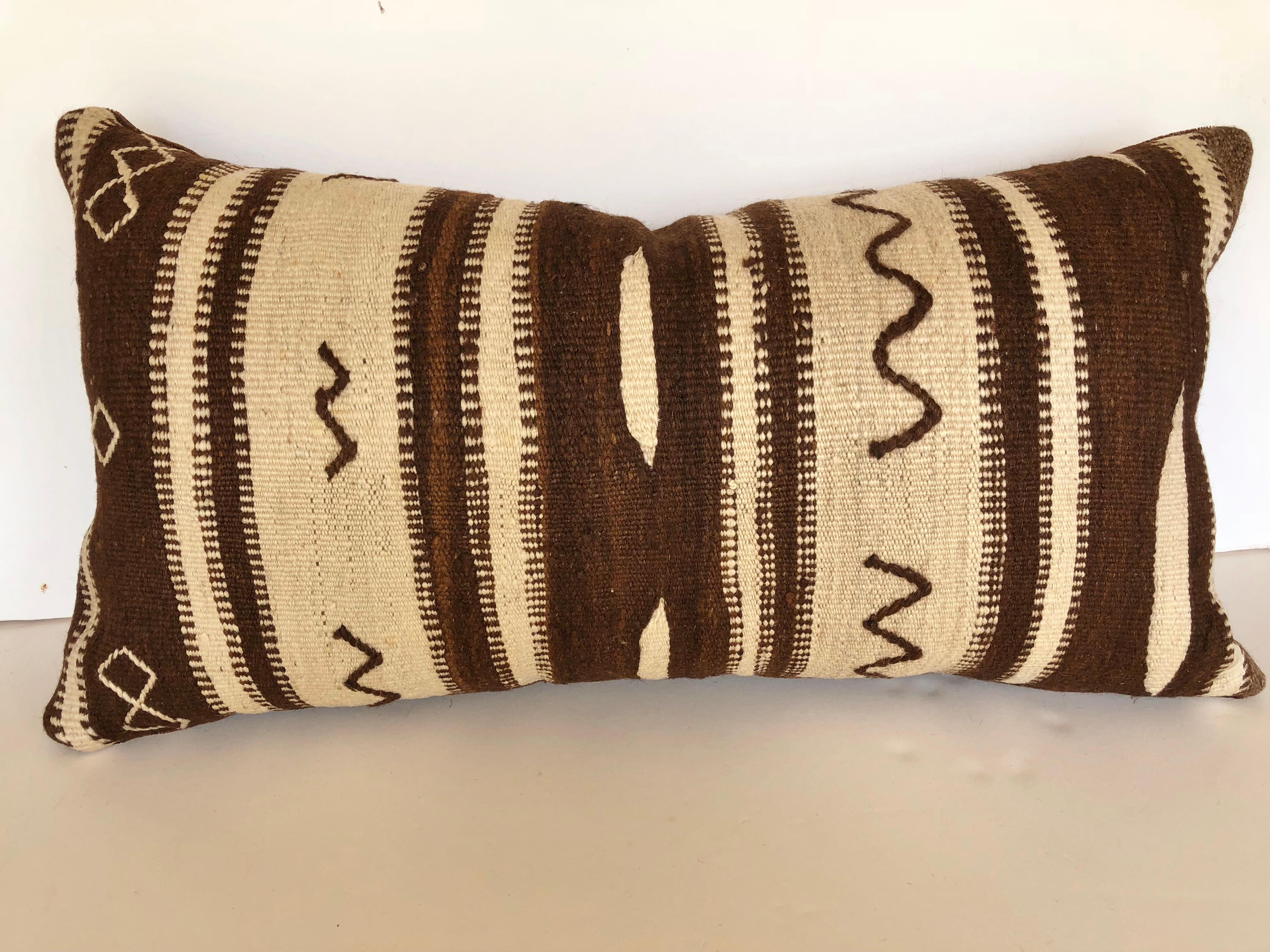 Hand-Woven Custom Pillow by Maison Suzanne from a Vintage Moroccan Wool Ourika Rug  For Sale