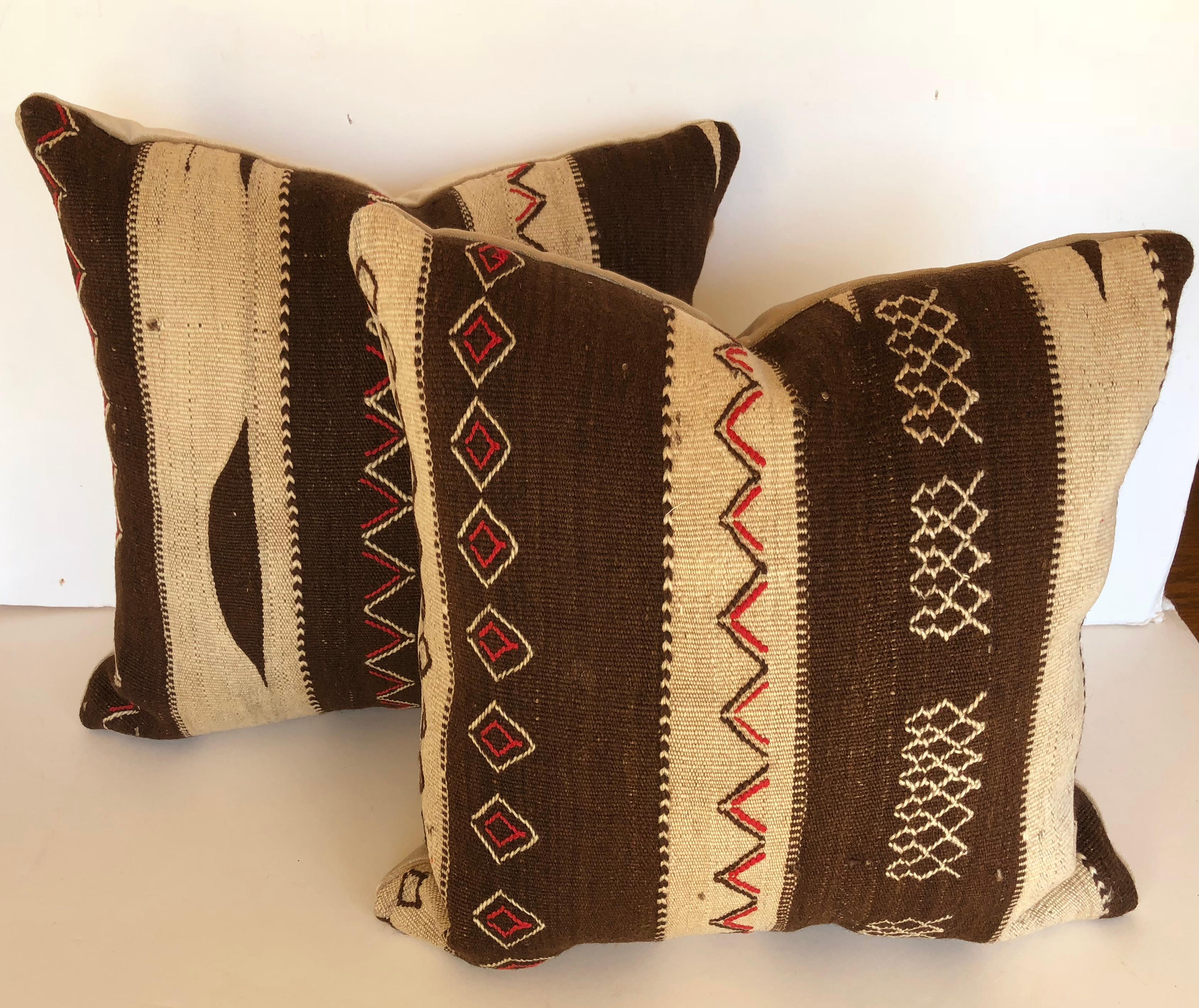 20th Century Custom Pillow by Maison Suzanne, Cut from a Vintage Moroccan Wool Ourika Rug For Sale