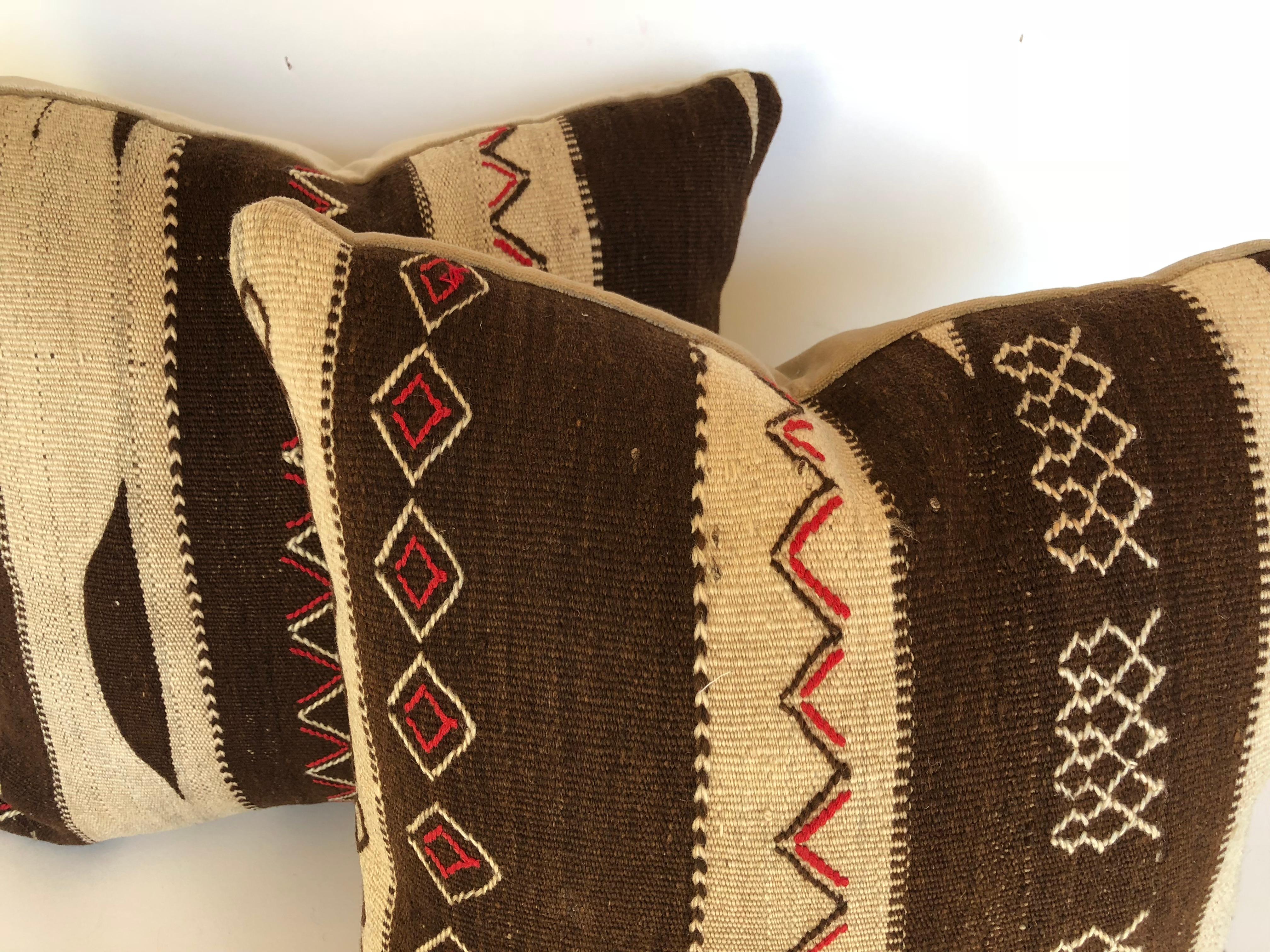 Custom Pillow by Maison Suzanne, Cut from a Vintage Moroccan Wool Ourika Rug For Sale 1