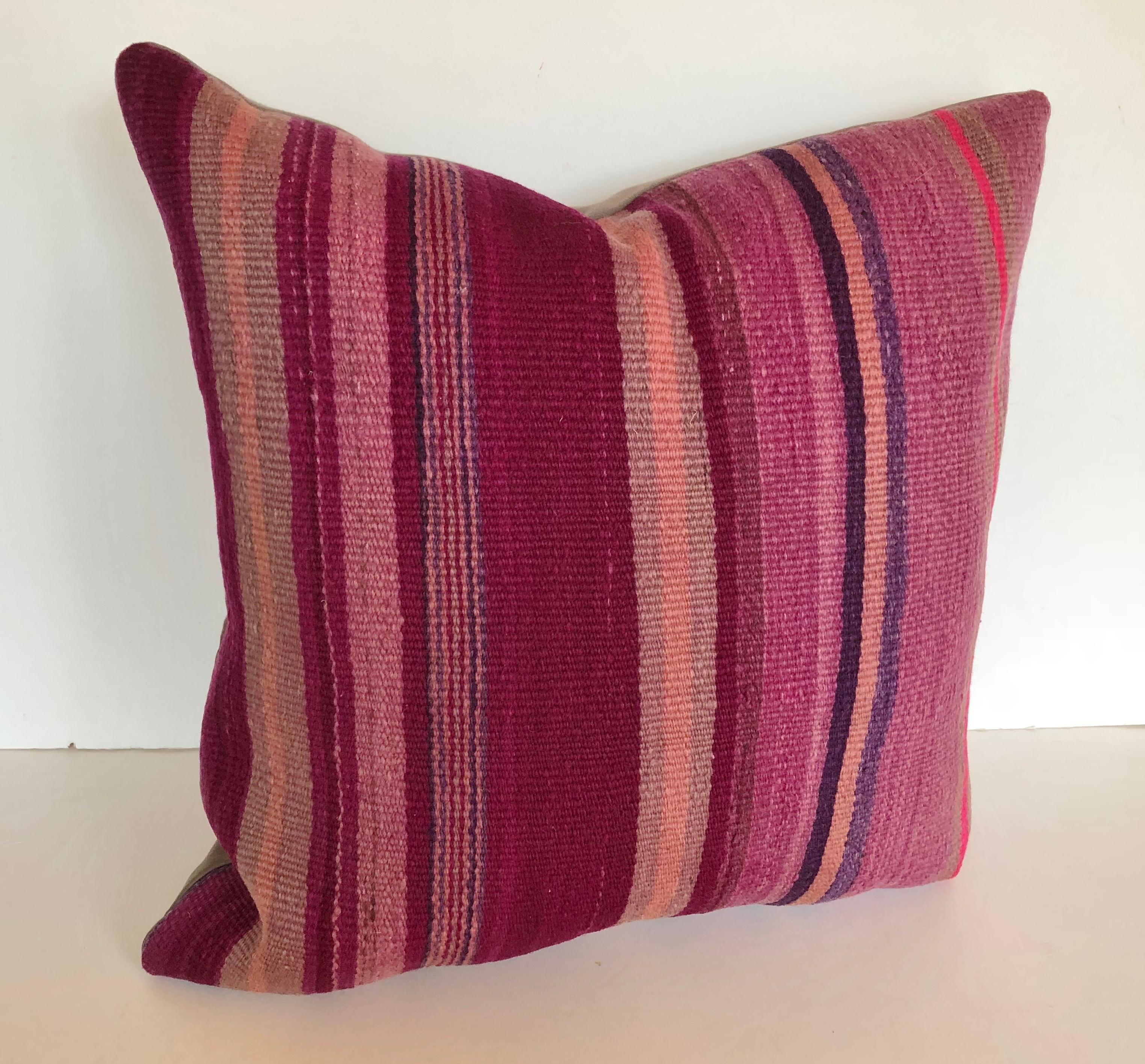 Art Deco Custom Pillow by Maison Suzanne Cut from a Vintage Moroccan Wool Berber Rug For Sale