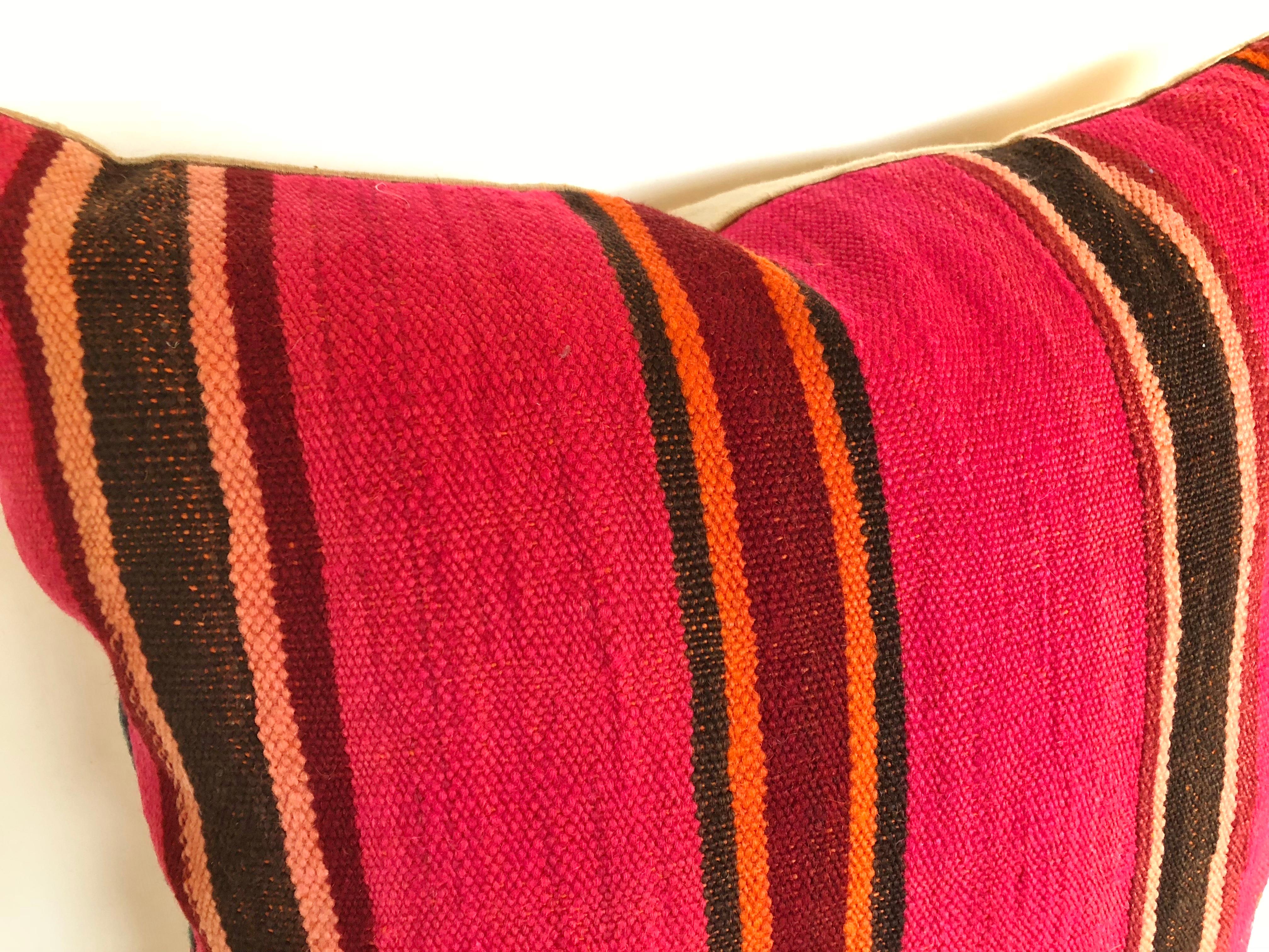 Tribal Custom Pillow by Maison Suzanne Cut from a Vintage Moroccan Wool Berber Rug For Sale