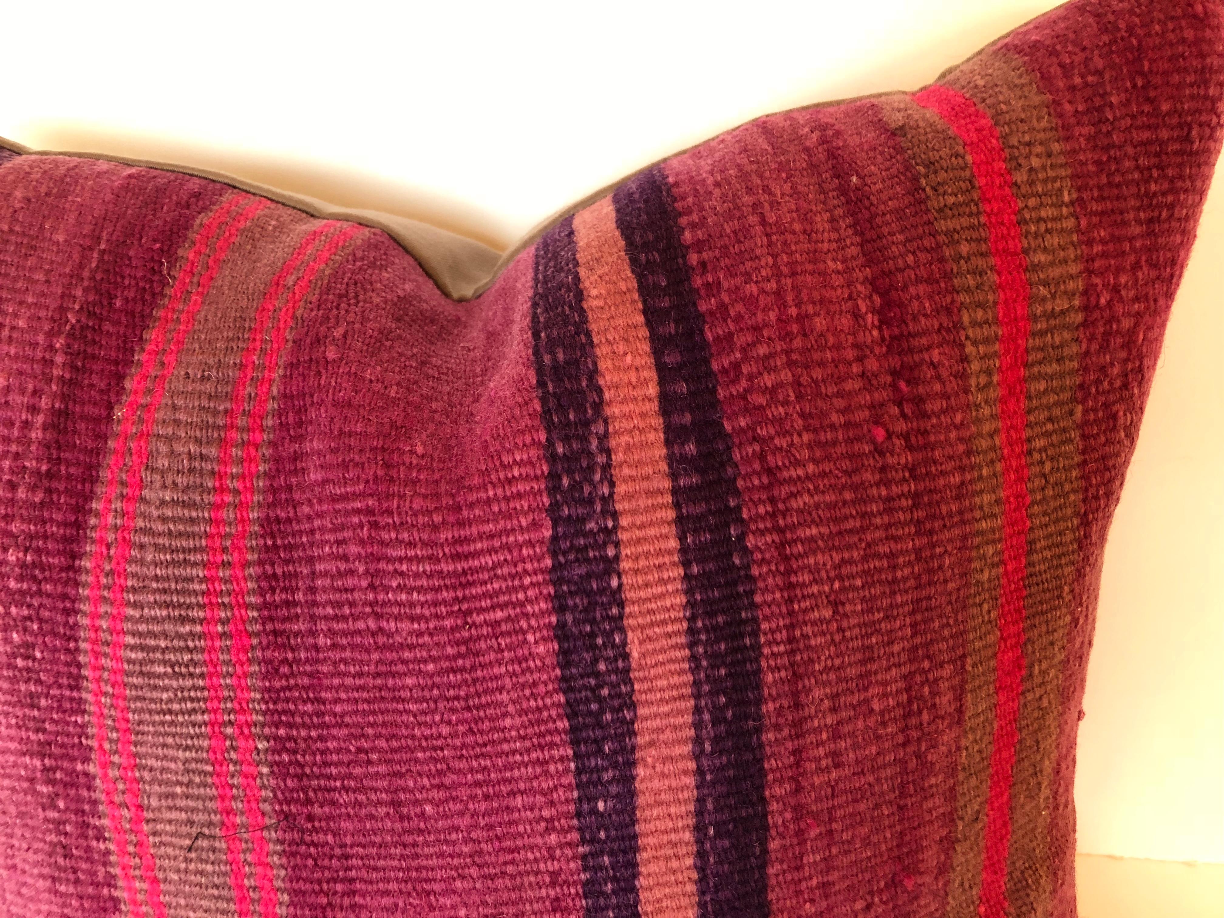 Hand-Woven Custom Pillow by Maison Suzanne Cut from a Vintage Moroccan Wool Berber Rug