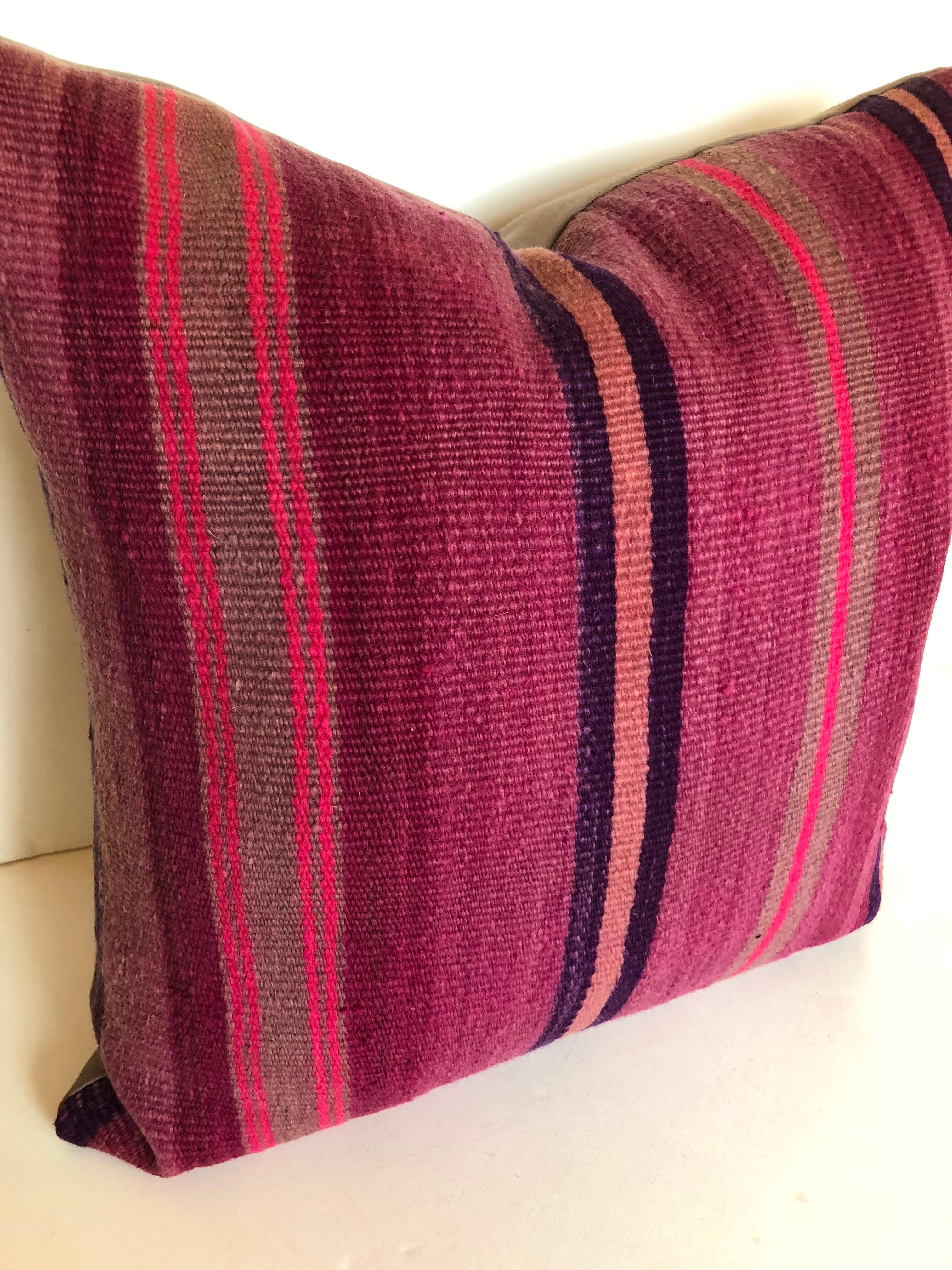 Hand-Woven Custom Pillow by Maison Suzanne Cut from a Vintage Moroccan Wool Berber Rug For Sale
