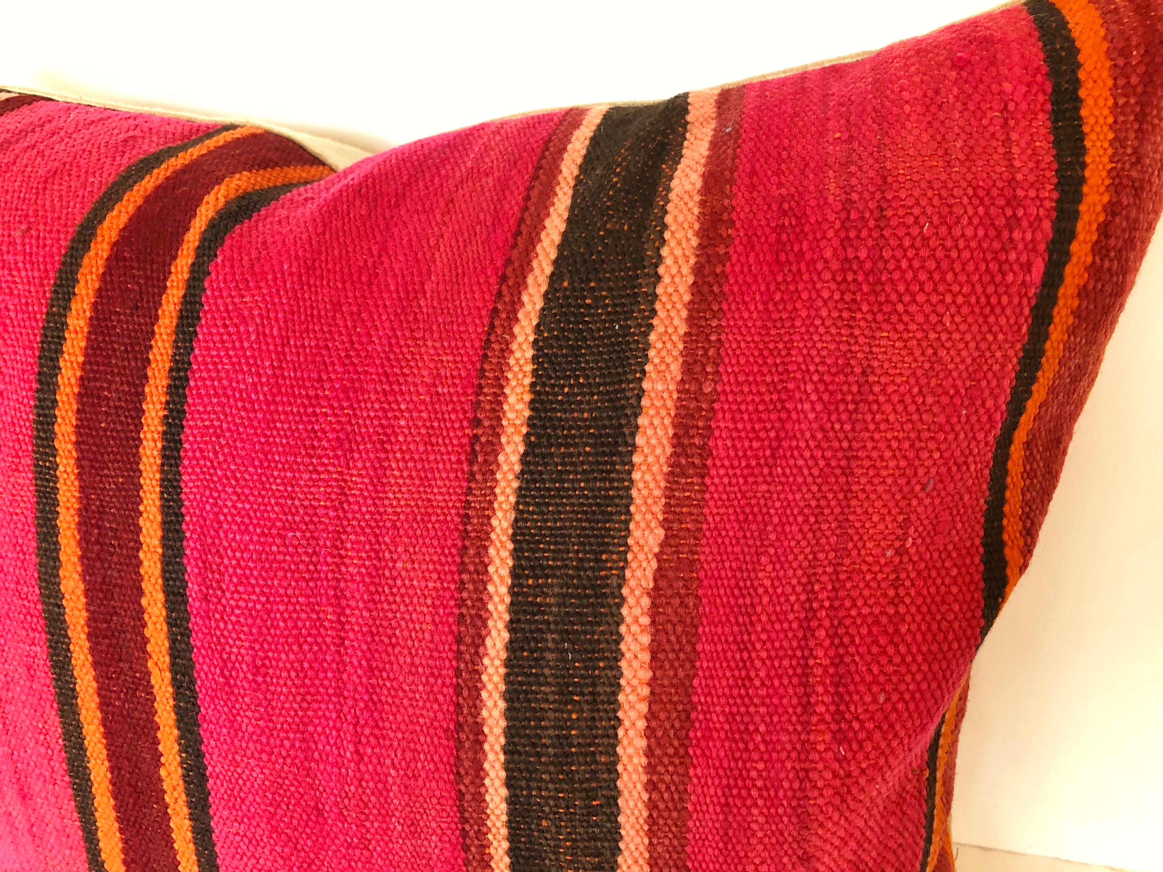 Hand-Woven Custom Pillow by Maison Suzanne Cut from a Vintage Moroccan Wool Berber Rug For Sale