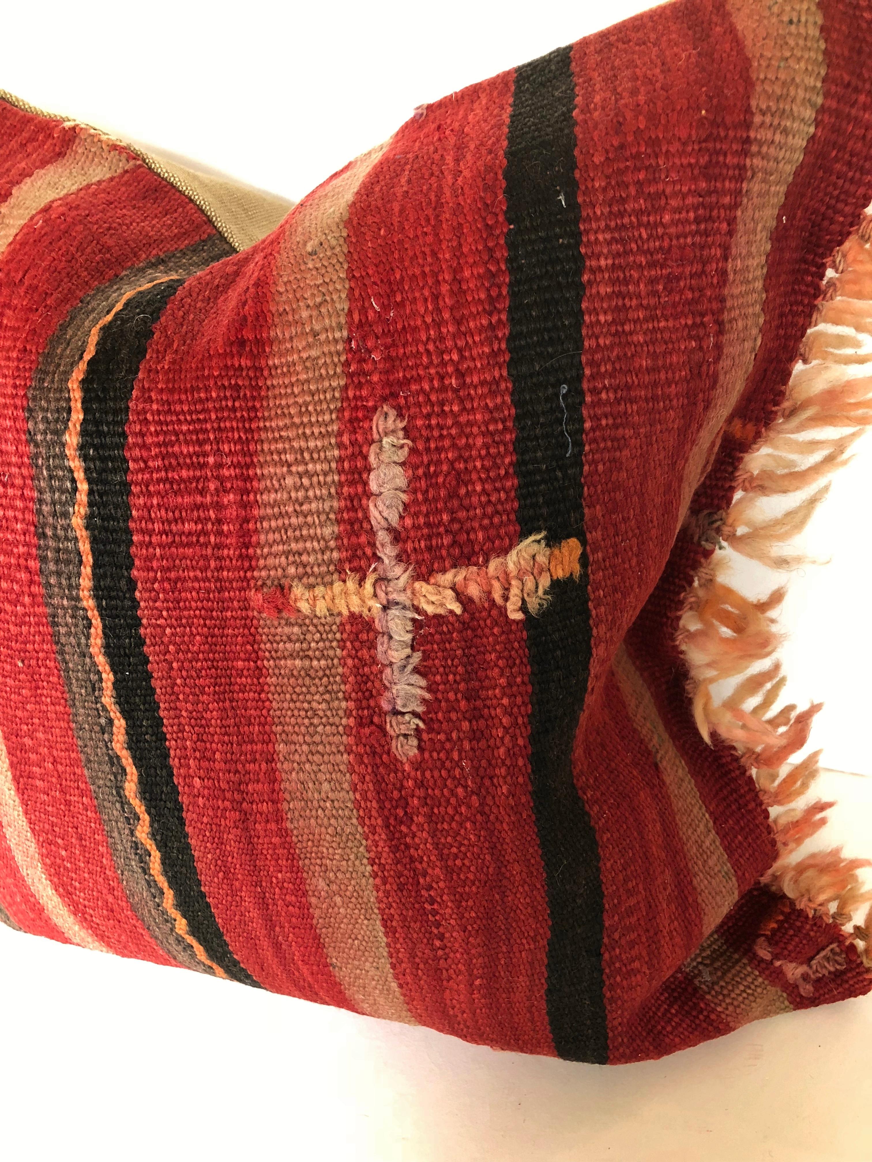 Custom Pillow by Maison Suzanne Cut from a Vintage Moroccan Wool Berber Rug In Good Condition For Sale In Glen Ellyn, IL