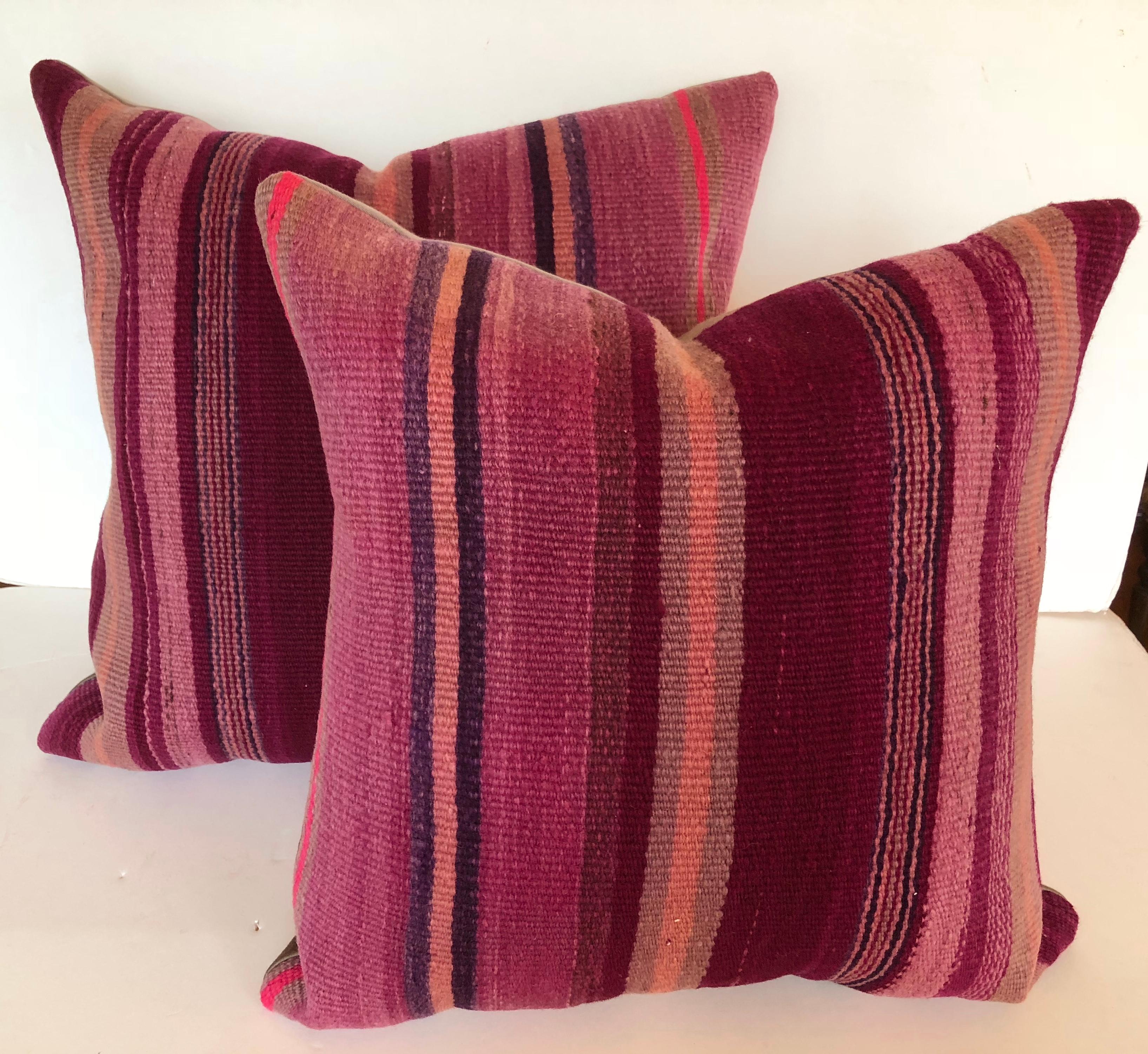 20th Century Custom Pillow by Maison Suzanne Cut from a Vintage Moroccan Wool Berber Rug For Sale