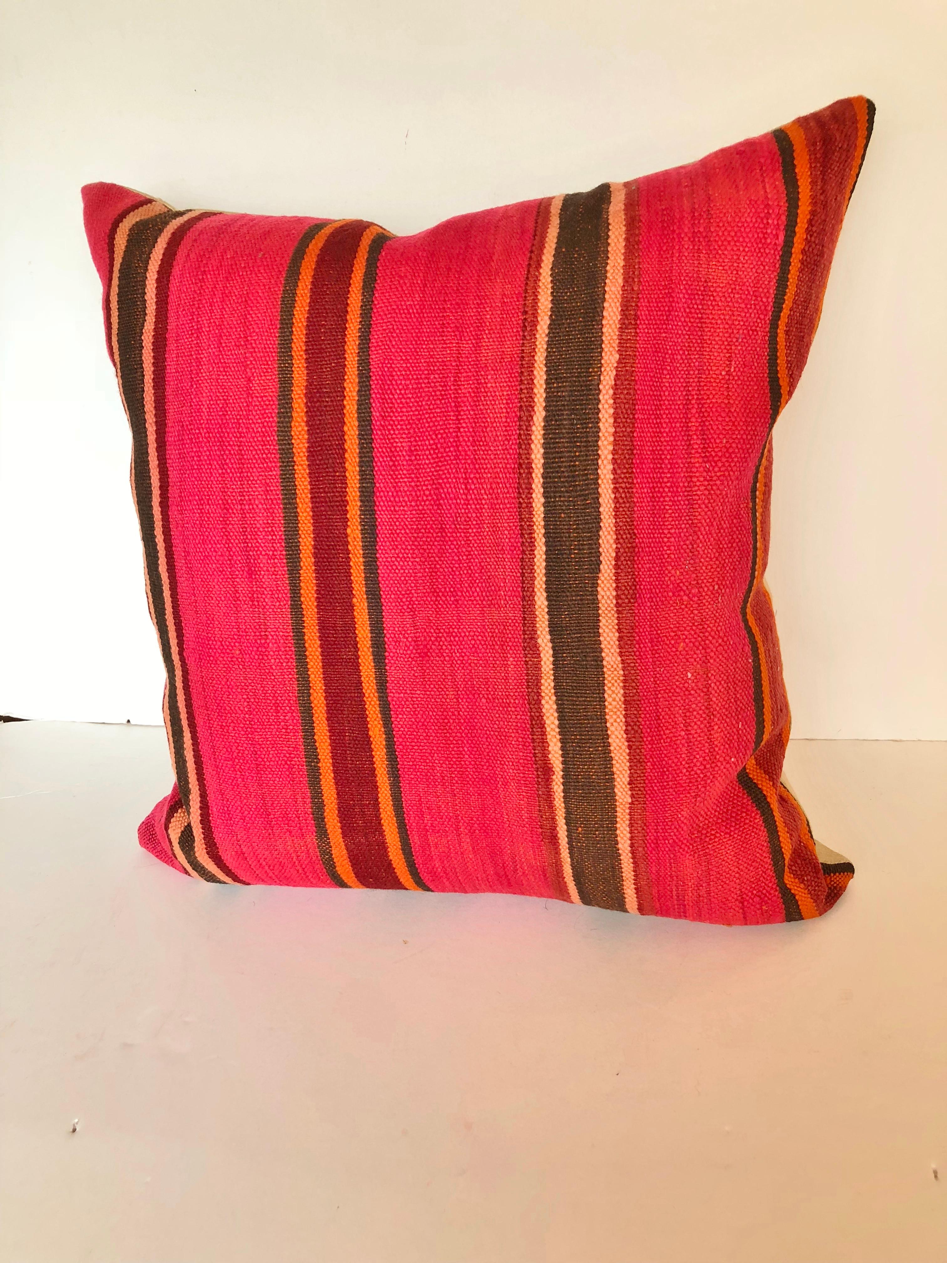 20th Century Custom Pillow by Maison Suzanne Cut from a Vintage Moroccan Wool Berber Rug For Sale