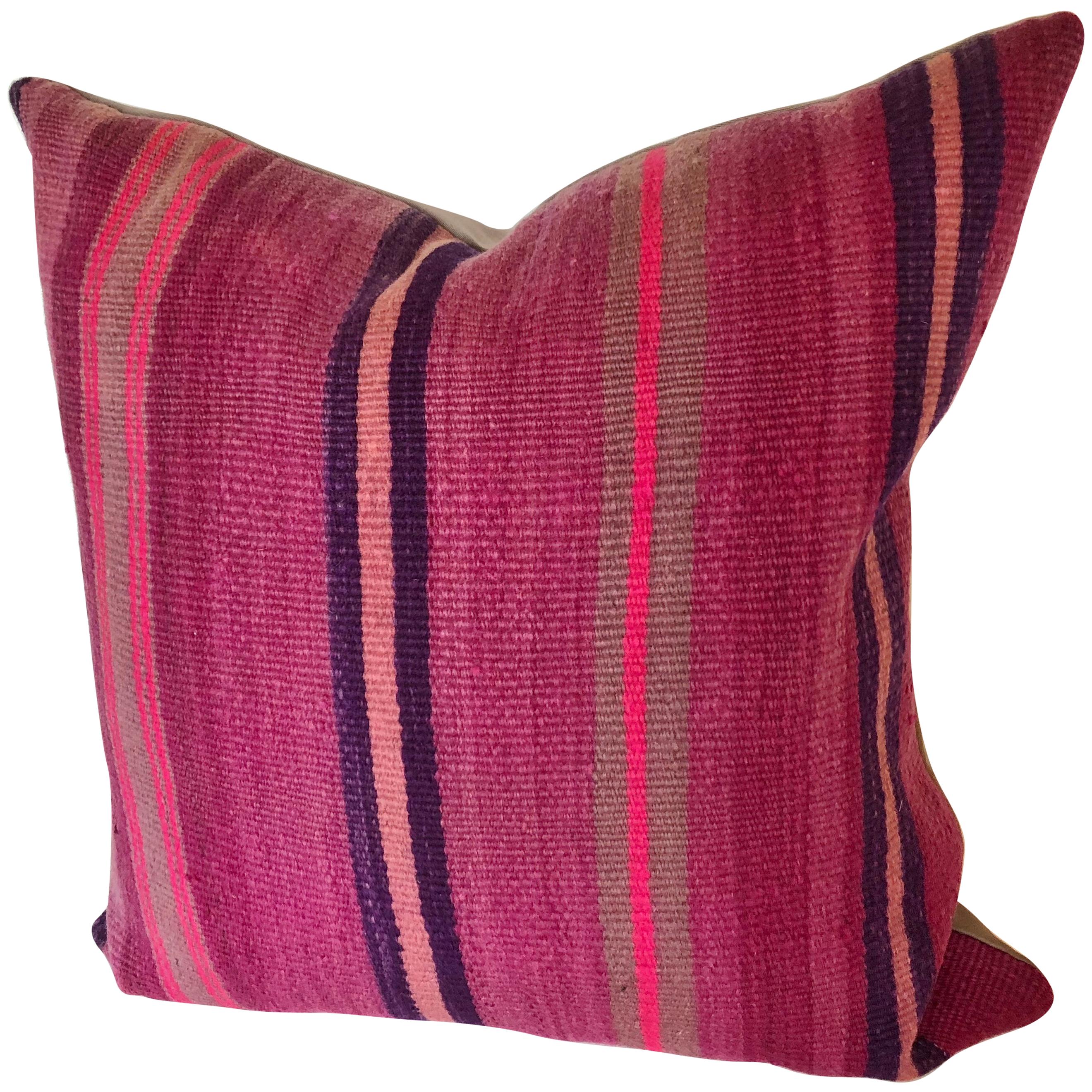 Custom Pillow by Maison Suzanne Cut from a Vintage Moroccan Wool Berber Rug For Sale