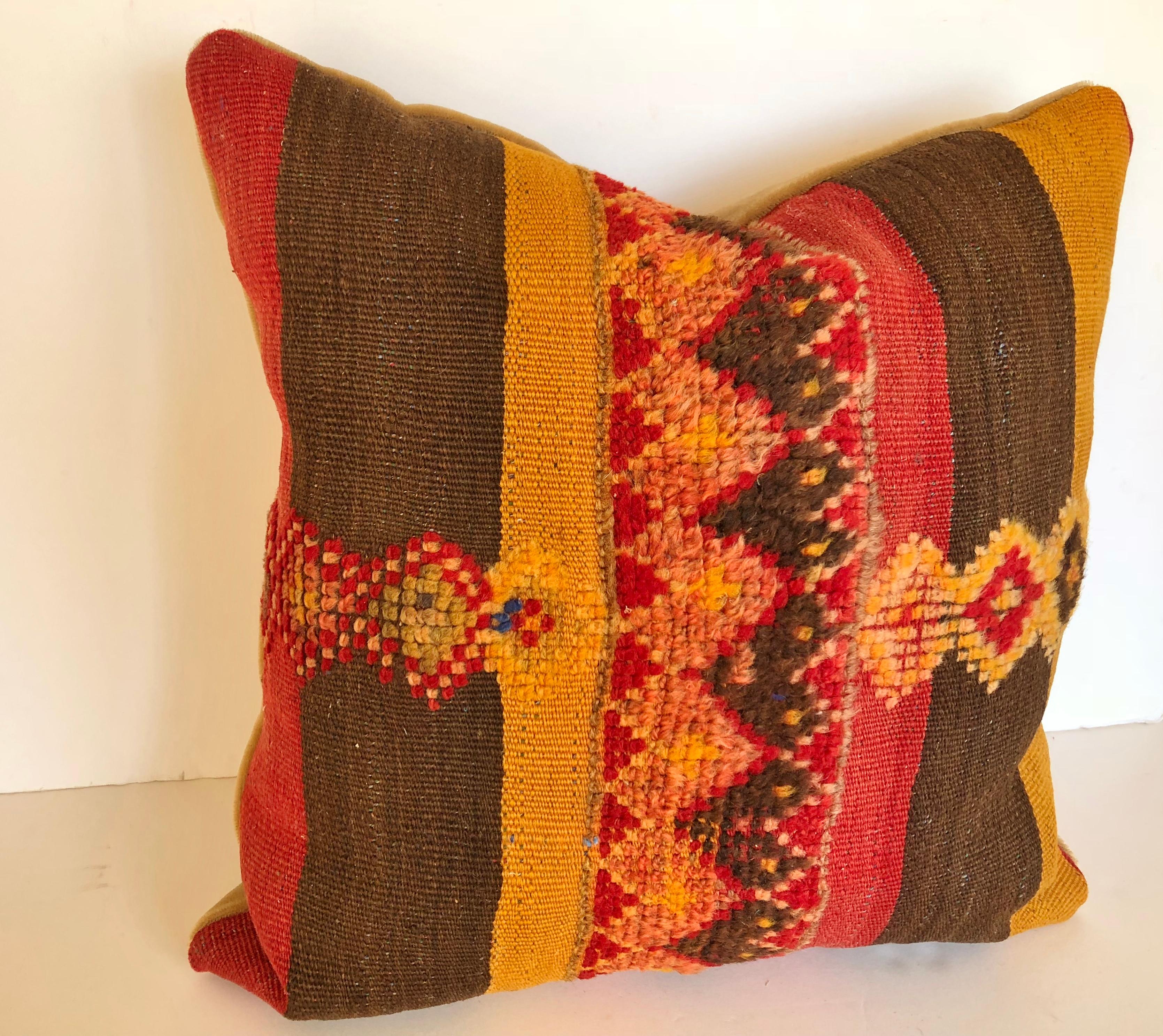 Custom Pillow by Maison Suzanne Cut from a Vintage Moroccan Wool Rug In Good Condition For Sale In Glen Ellyn, IL