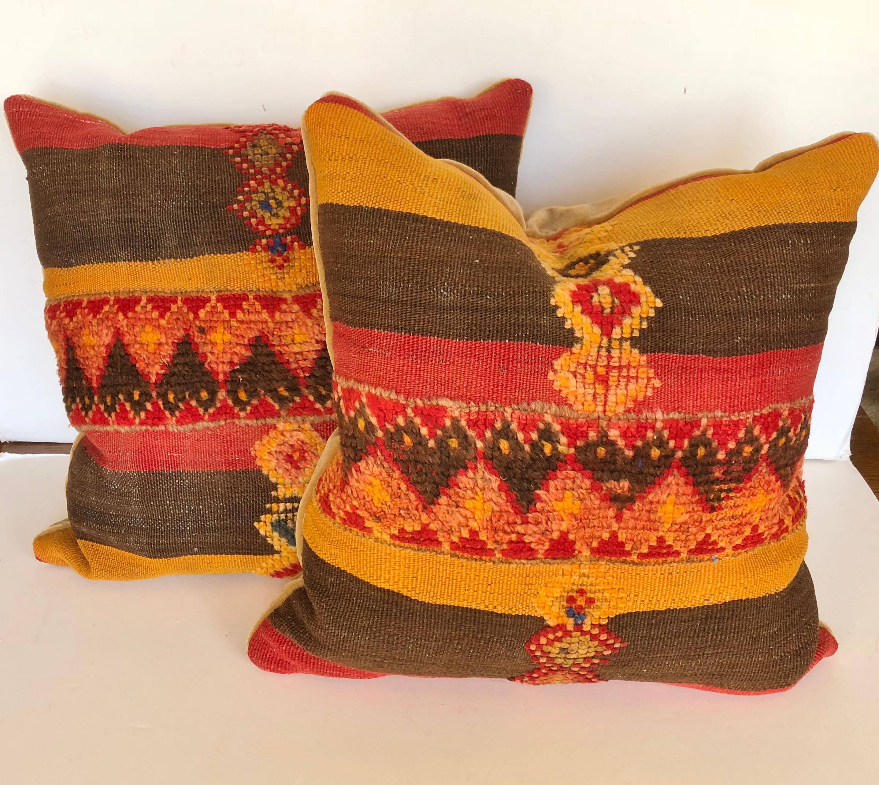 Custom Pillow by Maison Suzanne Cut from a Vintage Moroccan Wool Rug In Good Condition For Sale In Glen Ellyn, IL