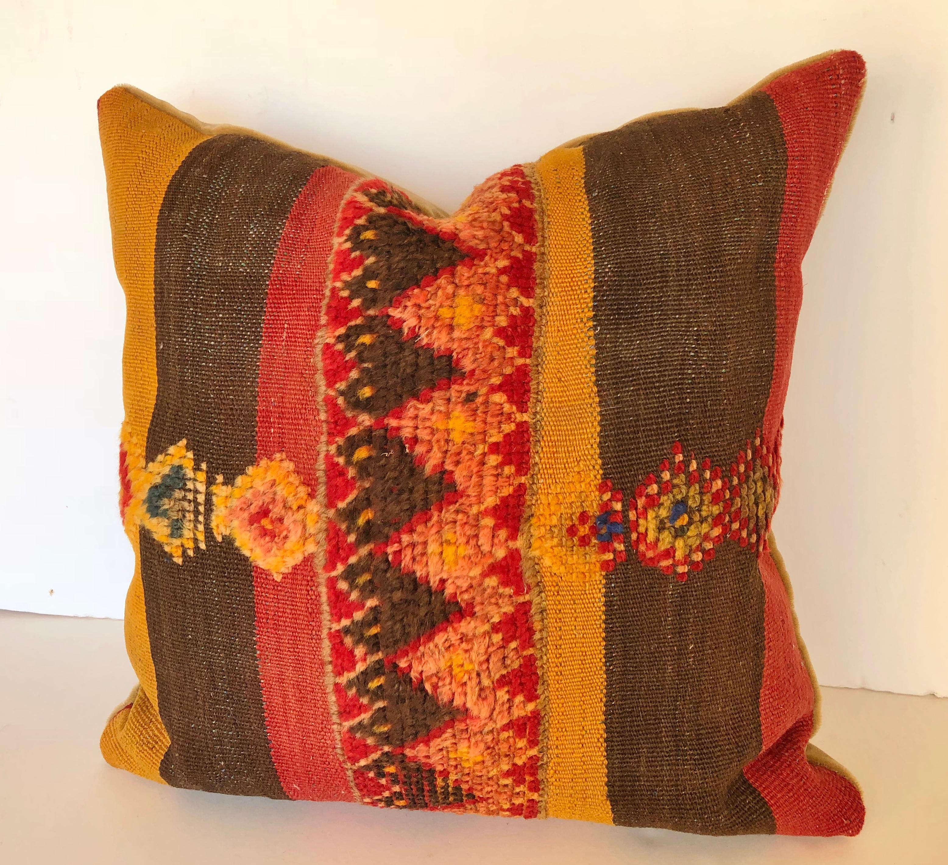 20th Century Custom Pillow by Maison Suzanne Cut from a Vintage Moroccan Wool Rug For Sale