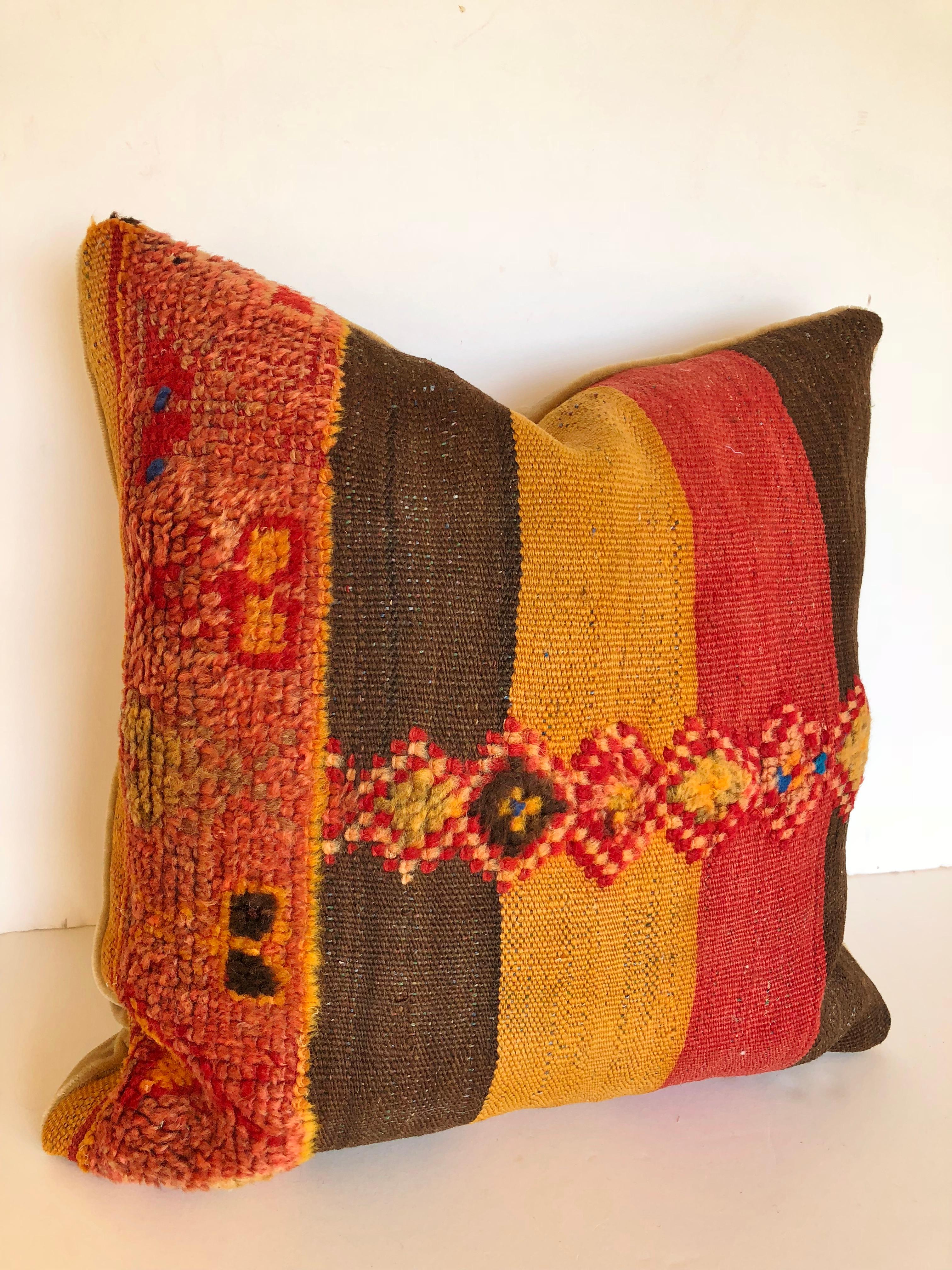 Custom Pillow by Maison Suzanne Cut from a Vintage Moroccan Wool Rug For Sale 1