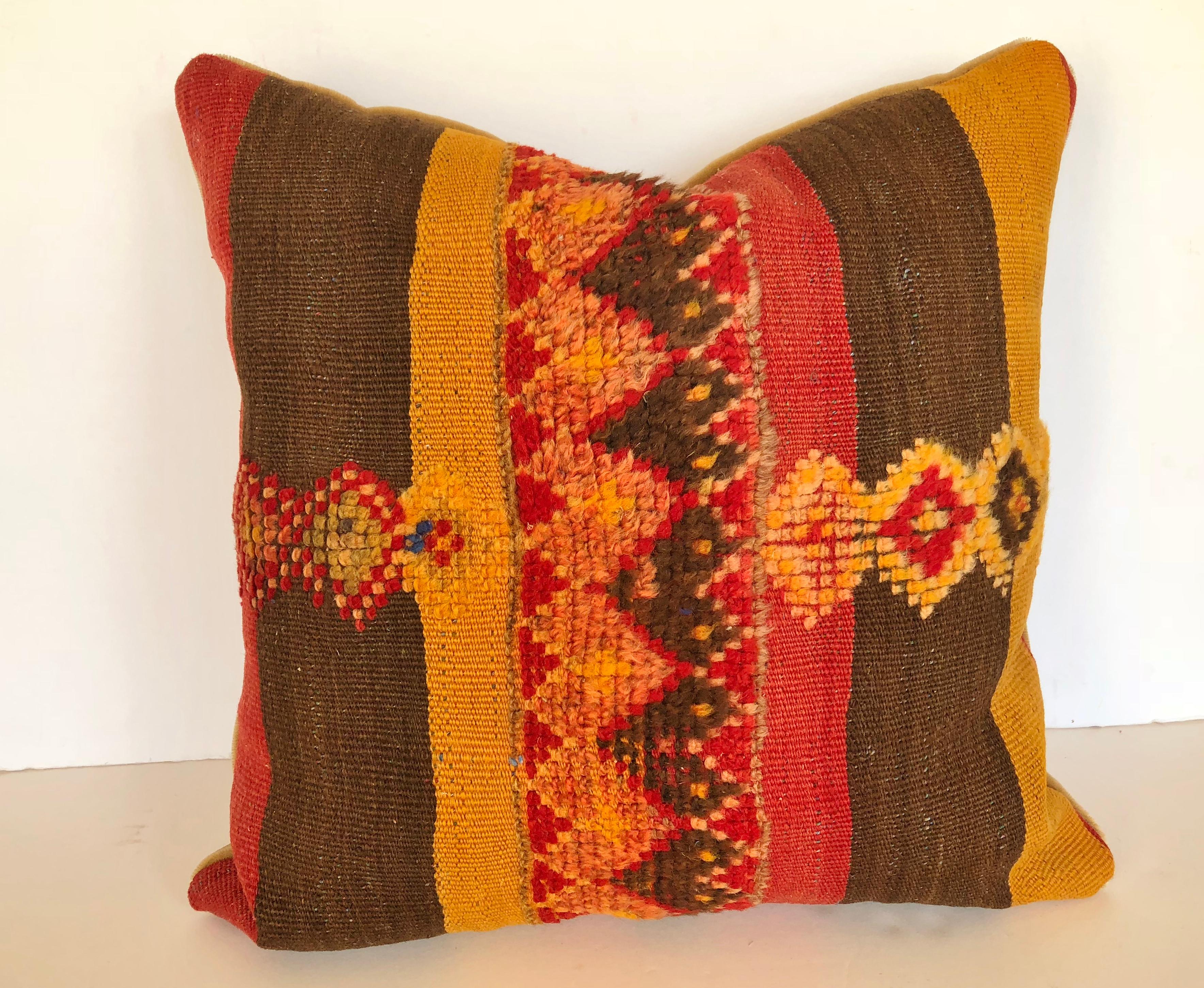 Custom Pillow by Maison Suzanne Cut from a Vintage Moroccan Wool Rug For Sale 1