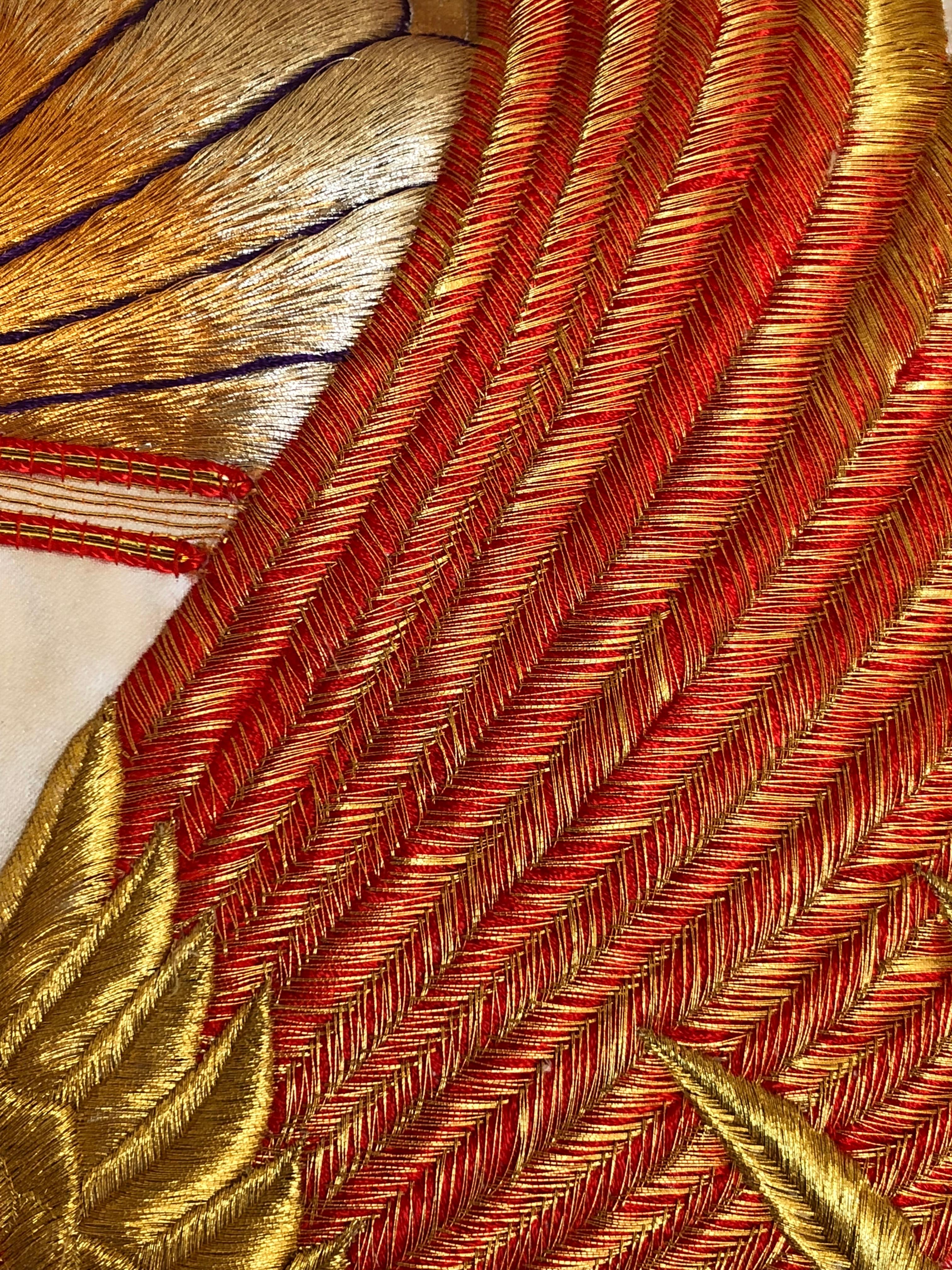 Custom Pillow Cut from a Vintage Silk Embroidered Japanese Uchikake Kimono 1