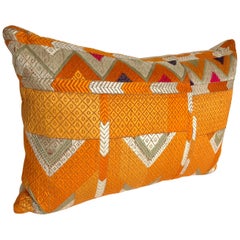 Custom Pillow Cut from a Vintage Silk Embroidered Phulkari Bagh Wedding Shawl