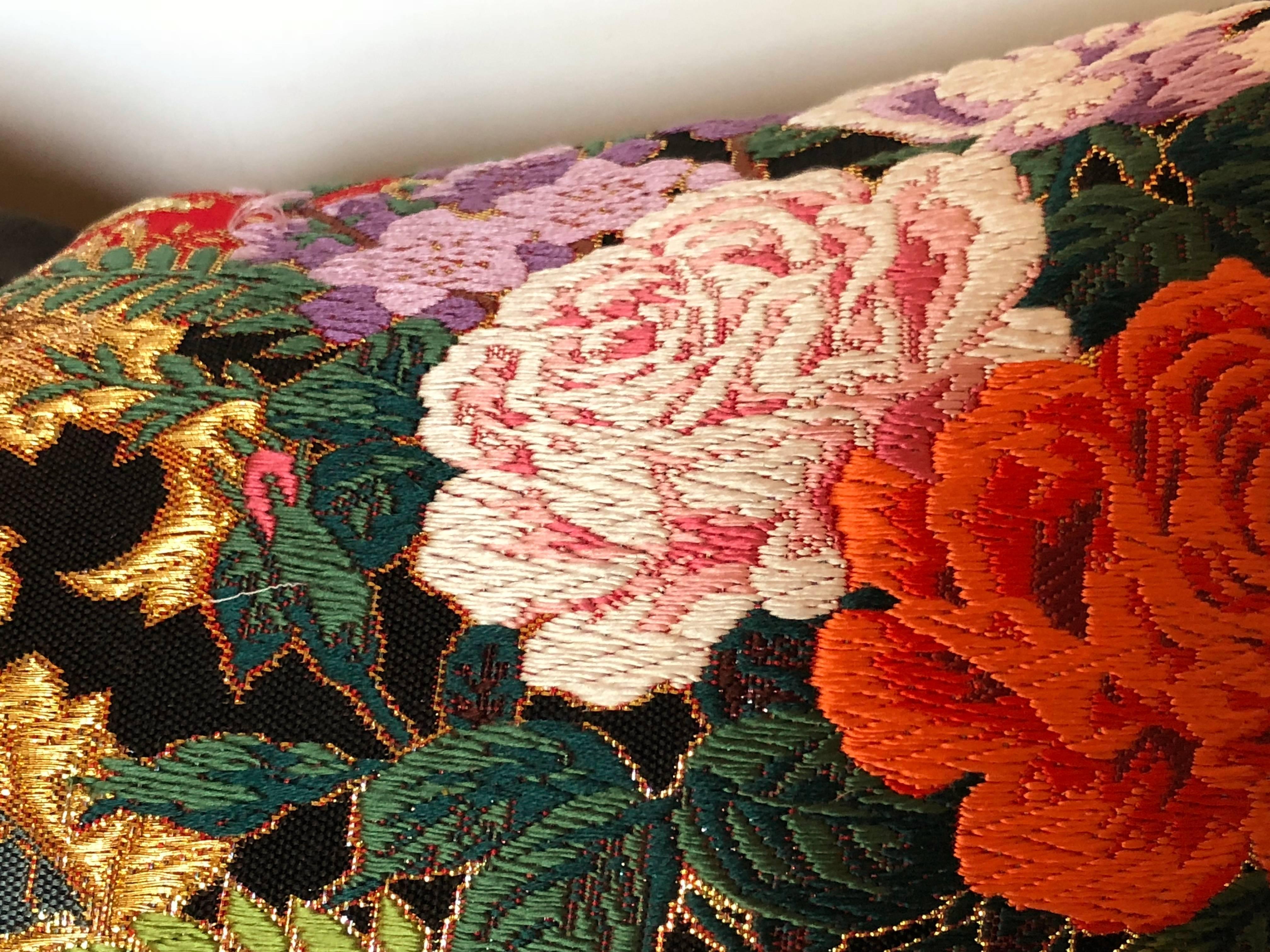 20th Century Custom Pillow by Maison Suzanne Cut from a Vintage Silk Japanese Uchikake Kimono