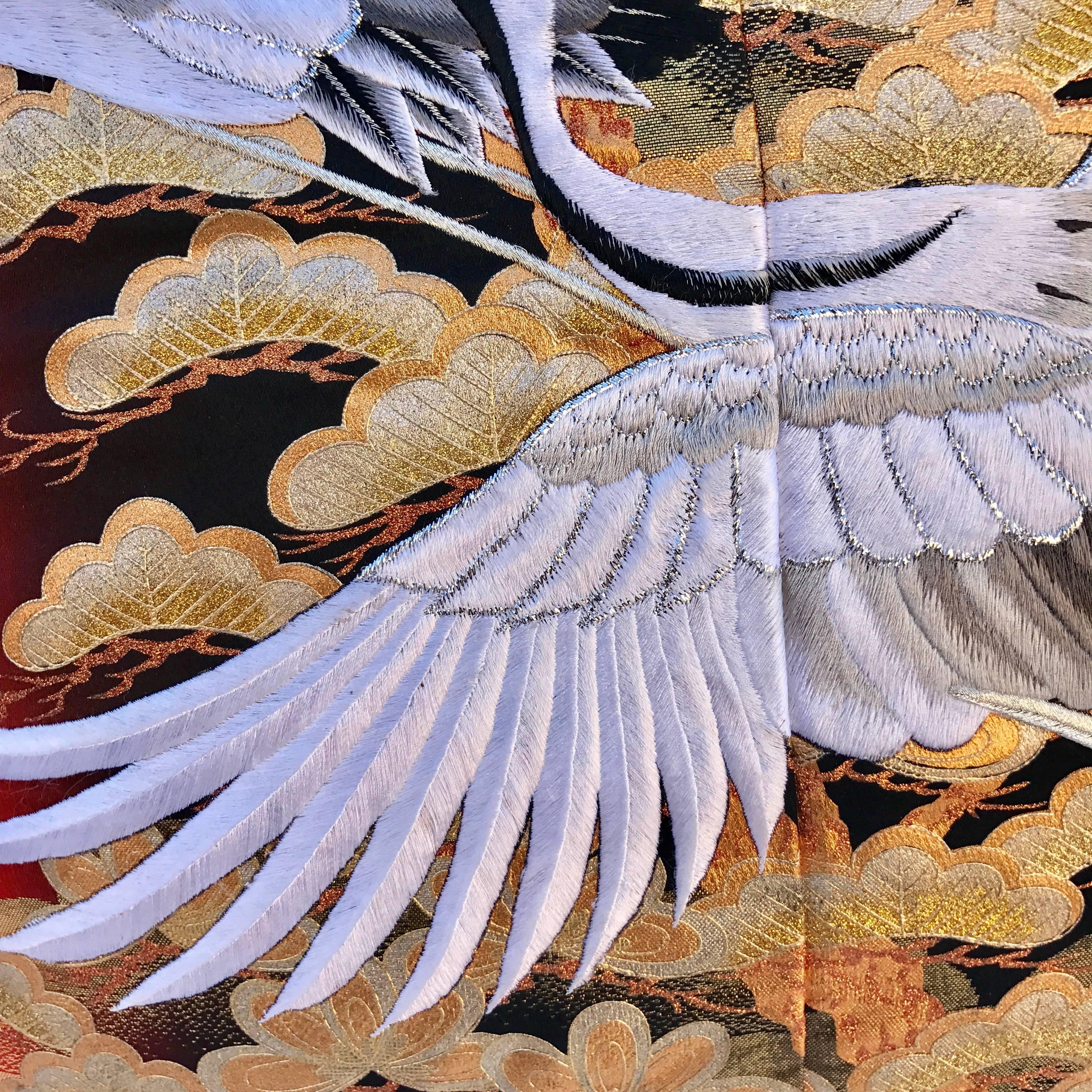 20th Century Custom Pillow Cut from a Vintage Silk Japanese Uchikake Wedding Kimono