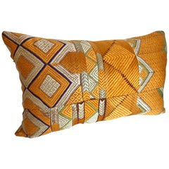 Custom Pillow Cut from a Antique Silk Phulkari Bagh Wedding Shawl, Punjab, India