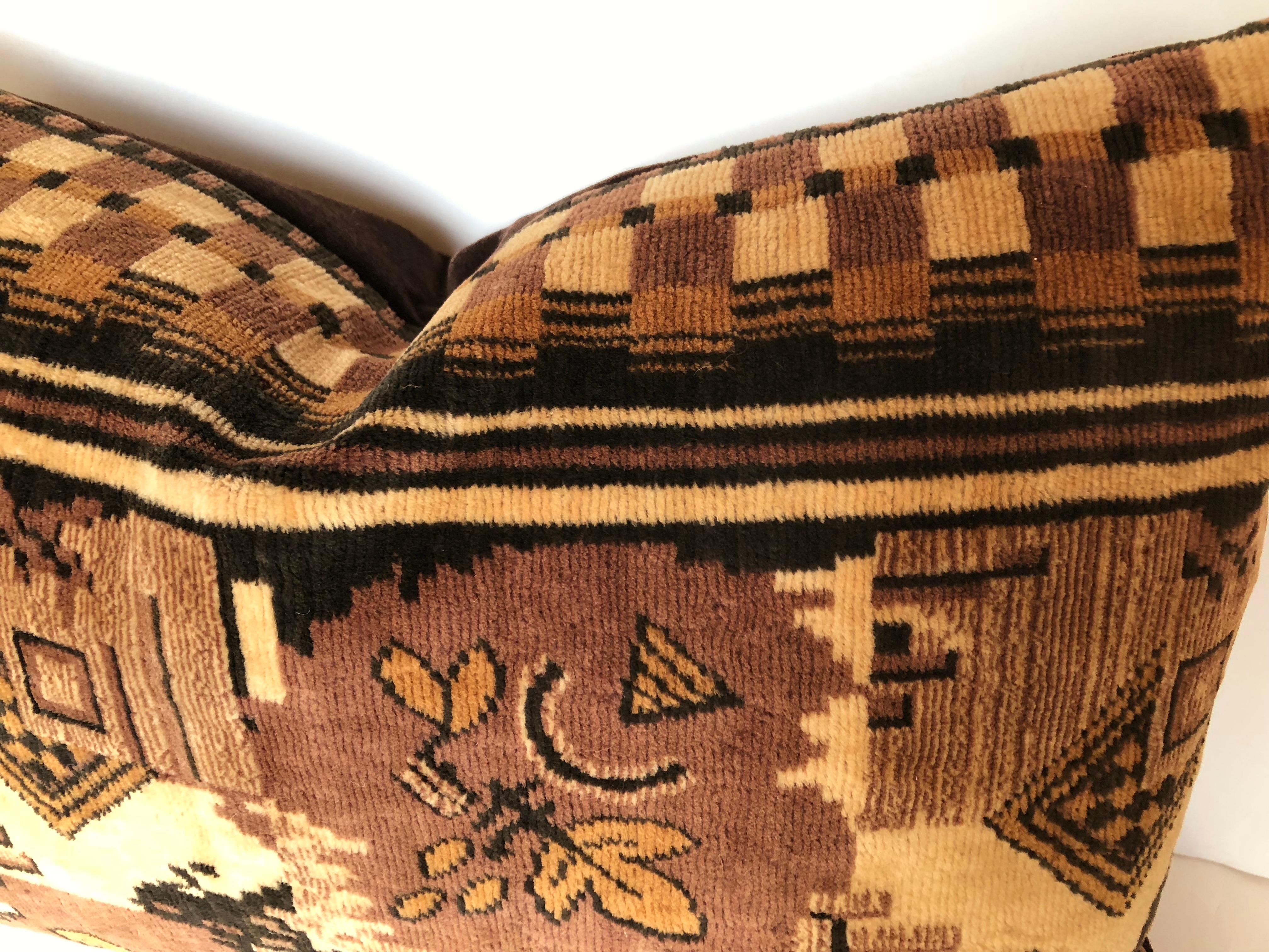 Dutch Custom Pillow cut from a Vintage Velvet Amsterdam School Textile For Sale