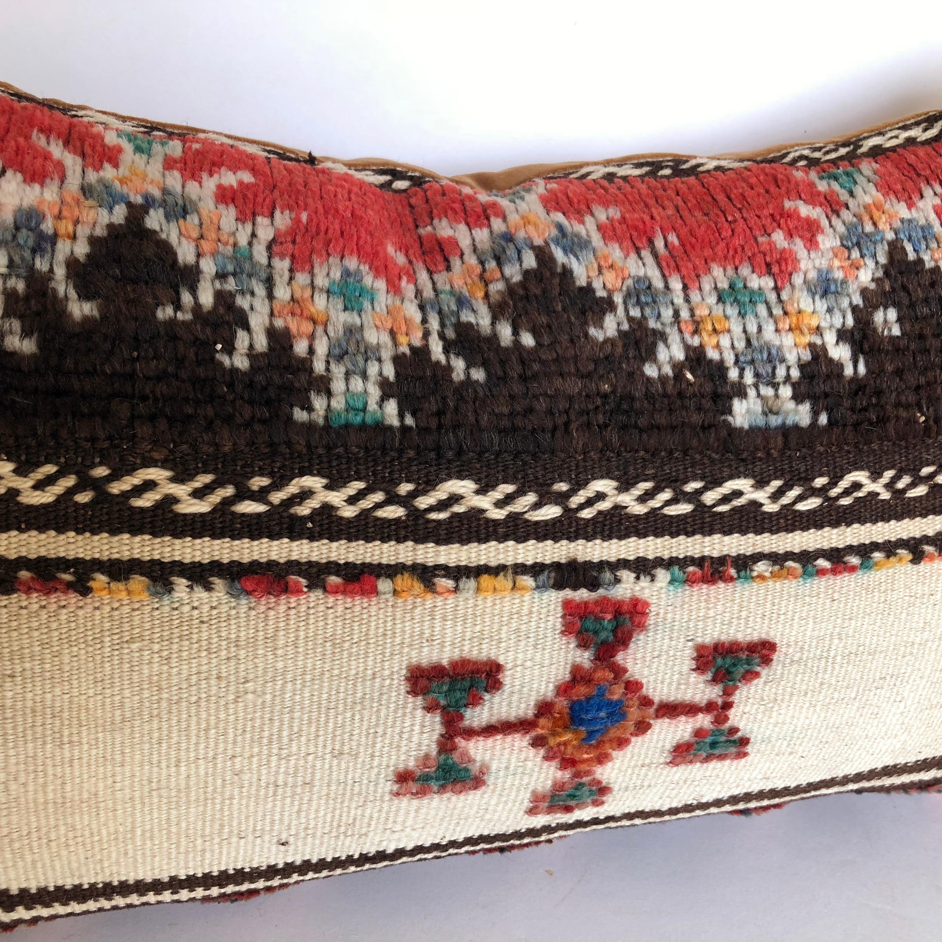 Hand-Woven Custom Pillow Cut from a Vintage Wool Moroccan Glaoui Rug, Atlas Mountains For Sale