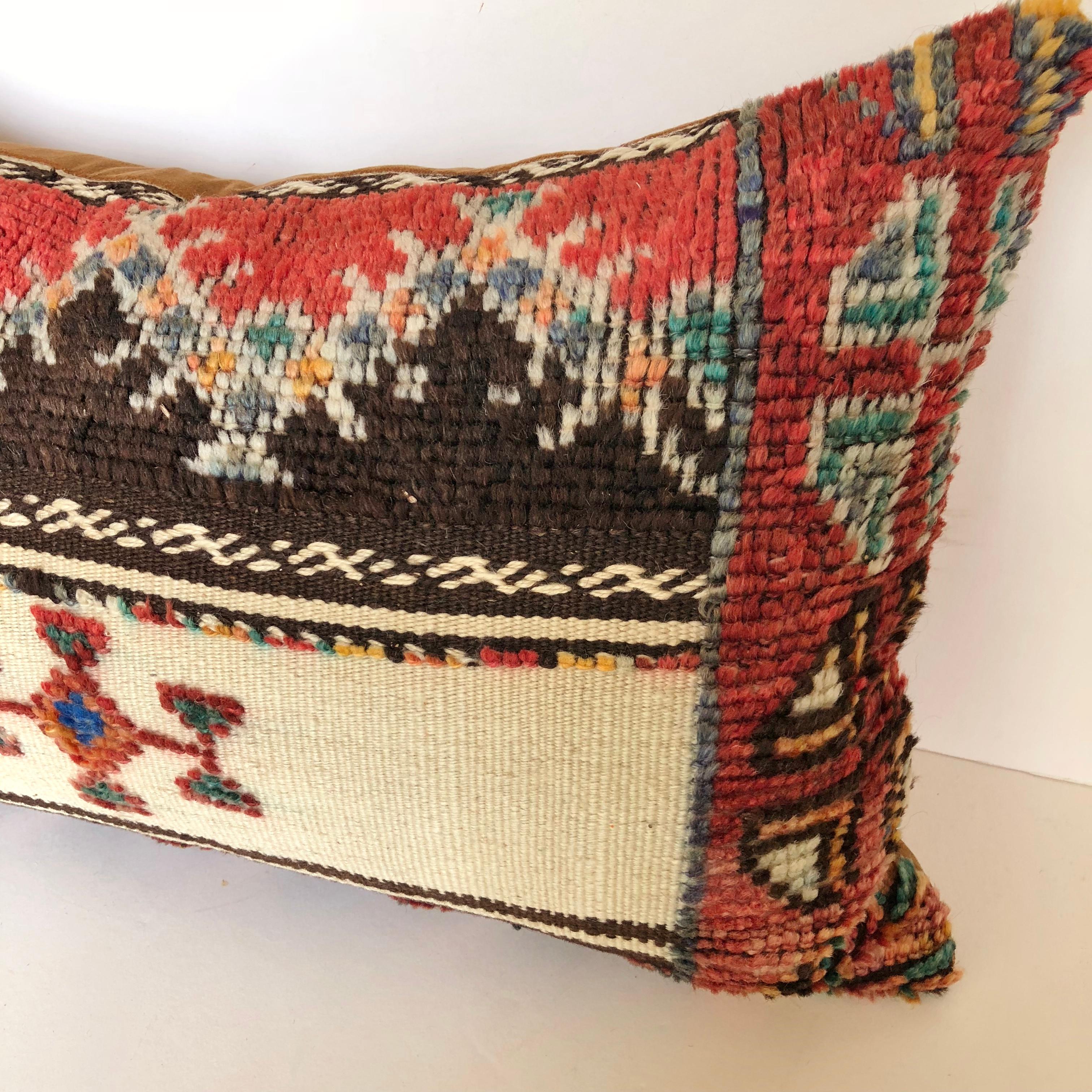 Custom Pillow Cut from a Vintage Wool Moroccan Glaoui Rug, Atlas Mountains In Good Condition For Sale In Glen Ellyn, IL