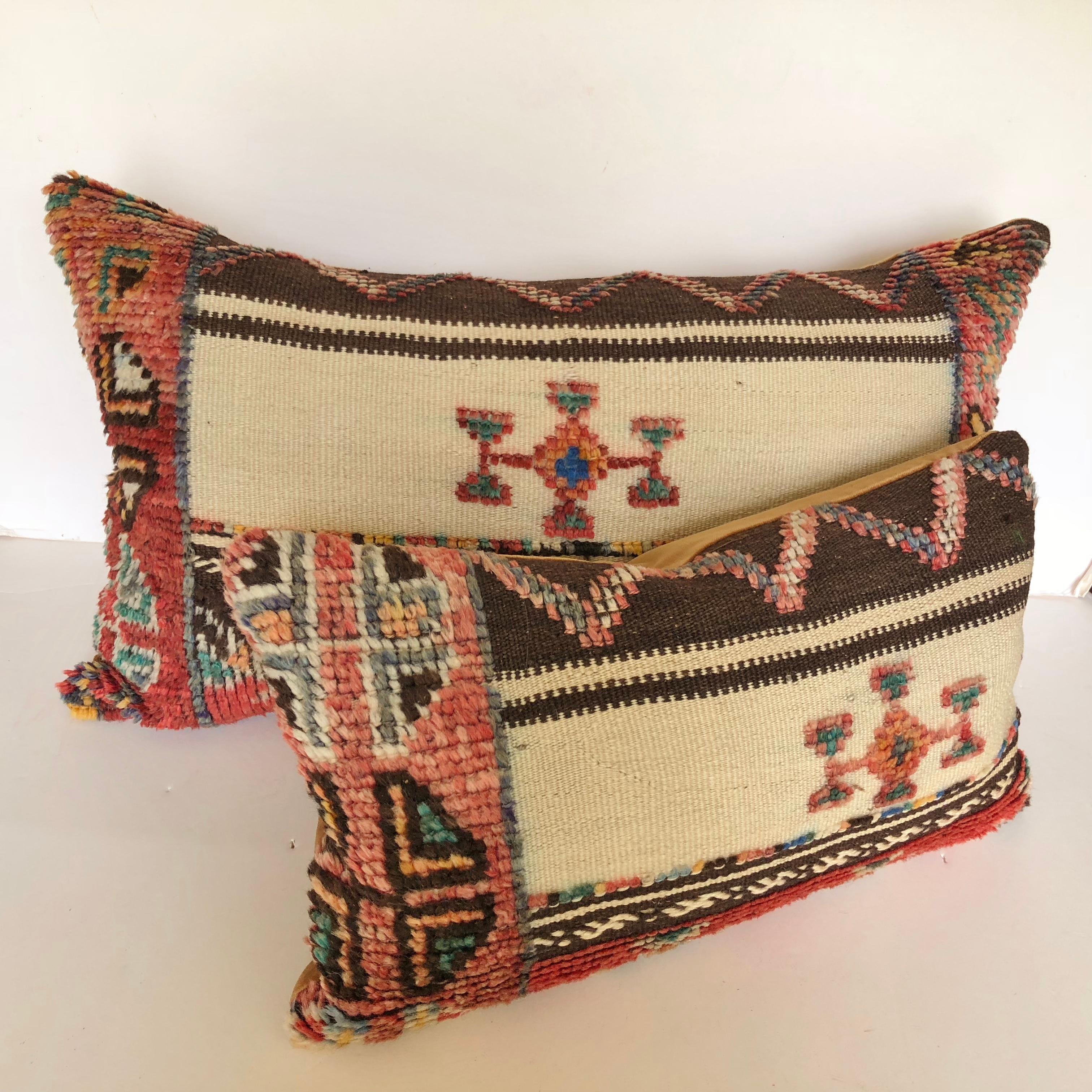 20th Century Custom Pillow Cut from a Vintage Wool Moroccan Glaoui Rug, Atlas Mountains For Sale