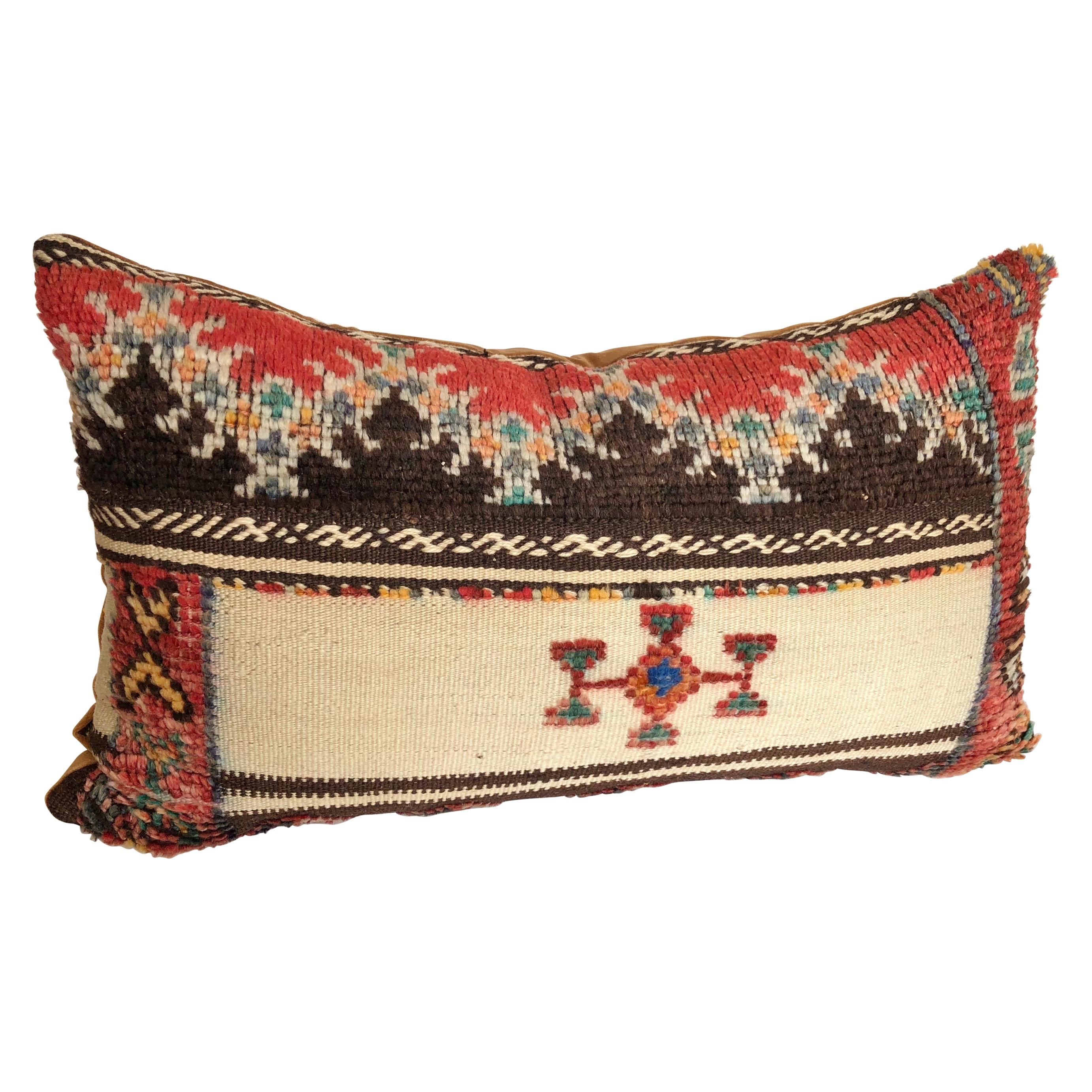 Custom Pillow Cut from a Vintage Wool Moroccan Glaoui Rug, Atlas Mountains For Sale
