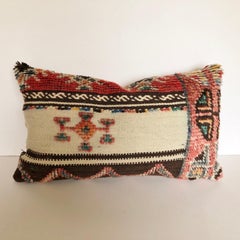 Custom Pillow Cut from a Vintage Wool Moroccan Rug, Atlas Mountains