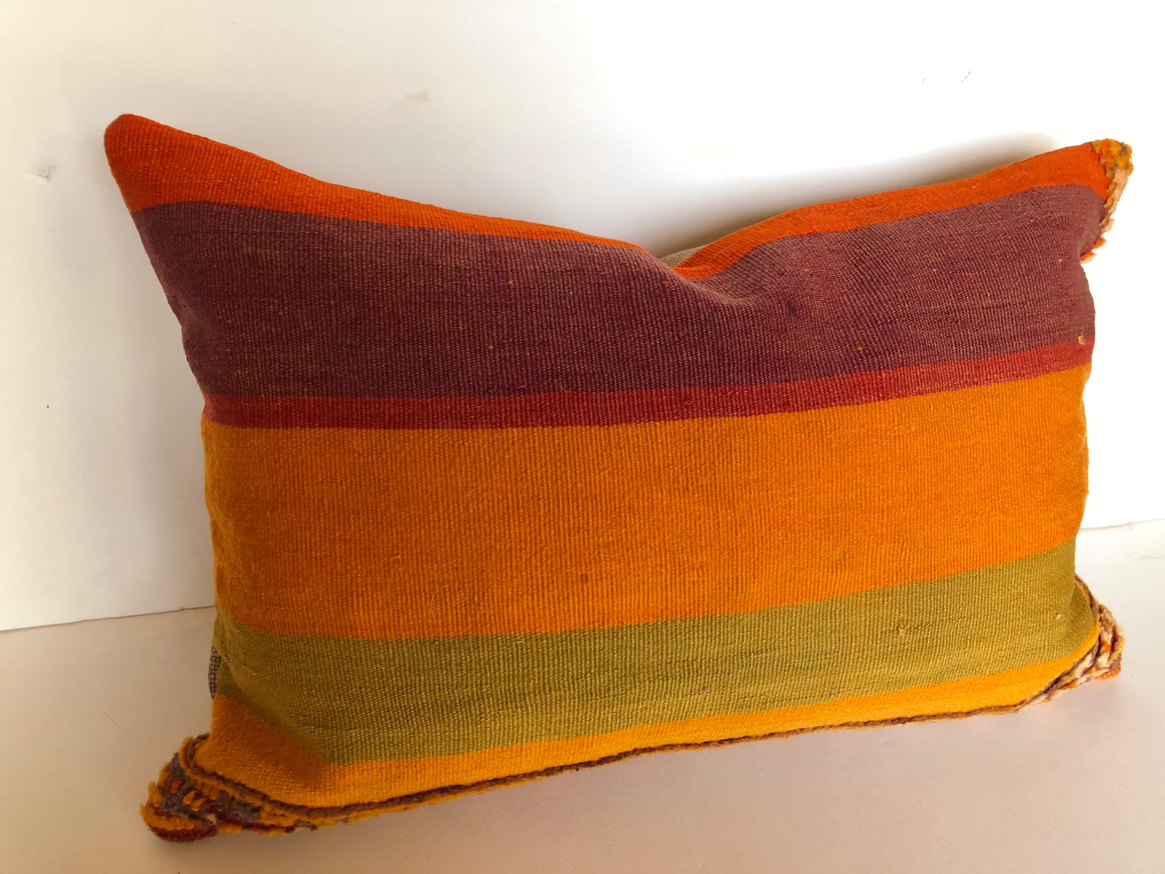 Mid-Century Modern Custom Pillow by Maison Suzanne Cut from a Vintage Wool Moroccan Berber Rug For Sale