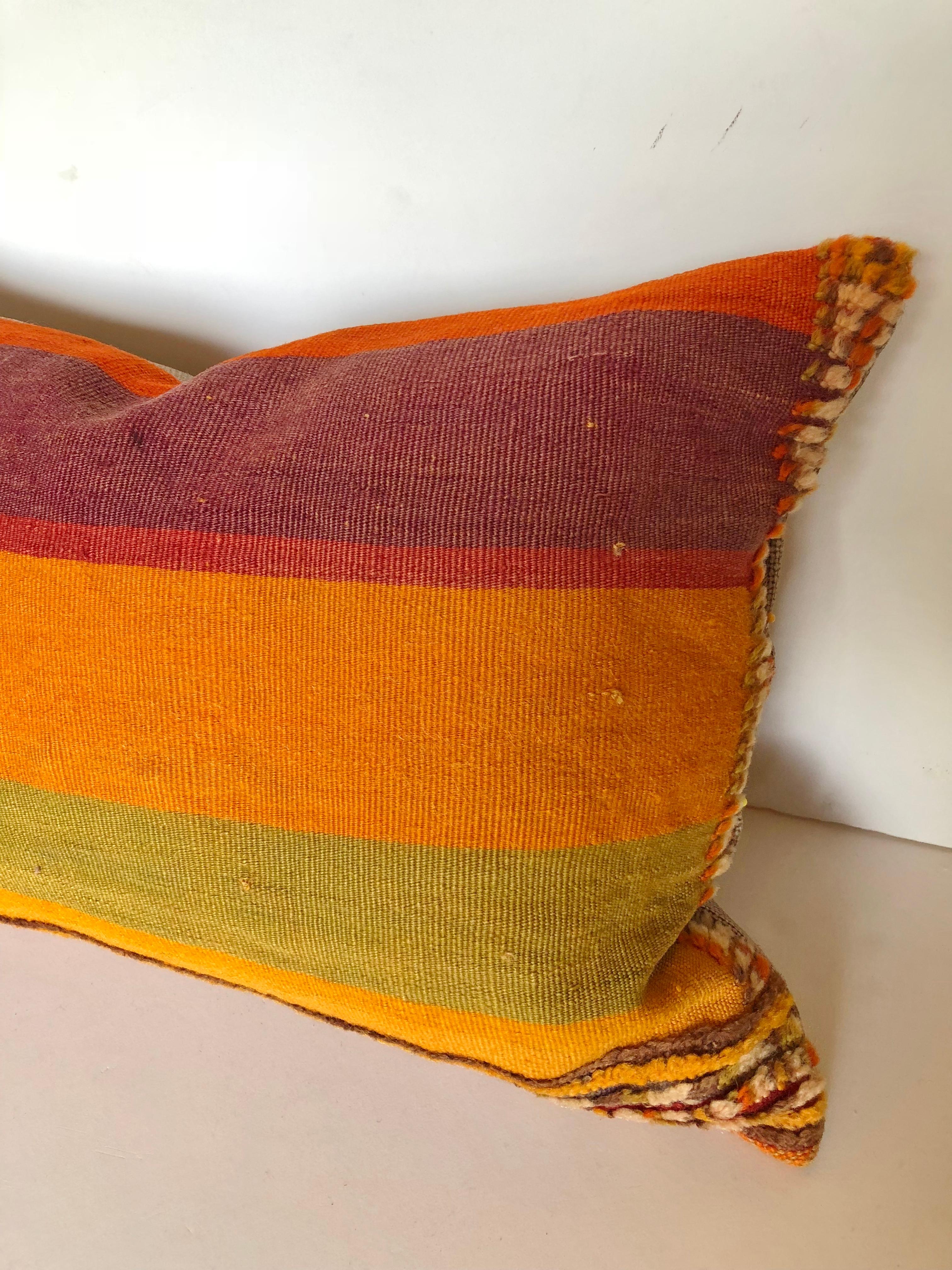 Custom Pillow by Maison Suzanne Cut from a Vintage Wool Moroccan Berber Rug In Good Condition For Sale In Glen Ellyn, IL