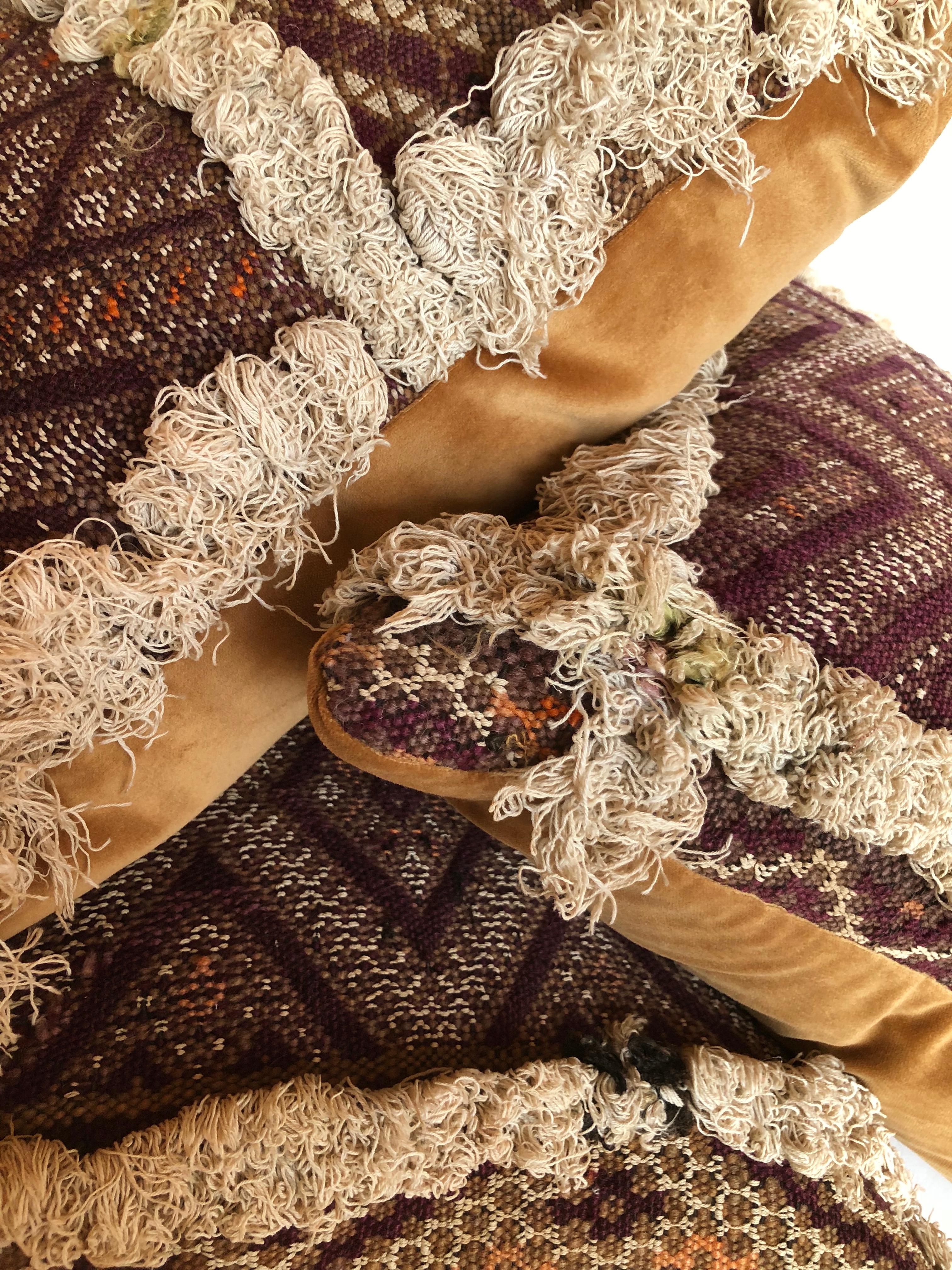 Custom Pillow Cut from an Antique Handwoven Wool Moroccan Rug, Atlas Mountains 4