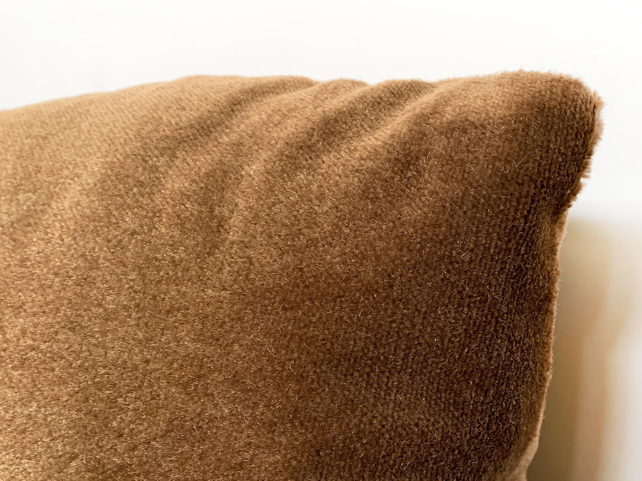 American Custom Pillow With Brown Mohair Velvet From Schumacher For Sale