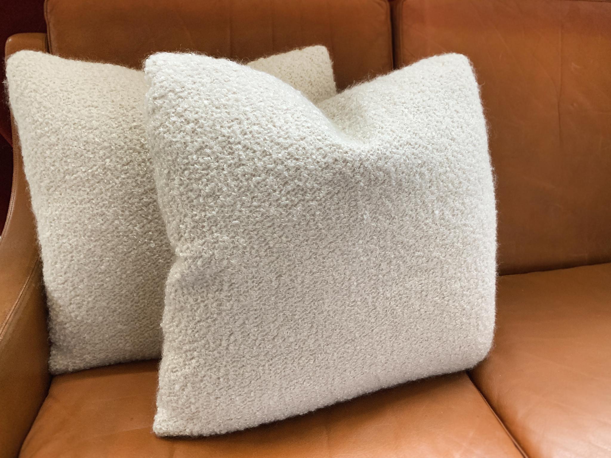 Contemporary Custom Pillow with Cream Bouclé from Schumacher