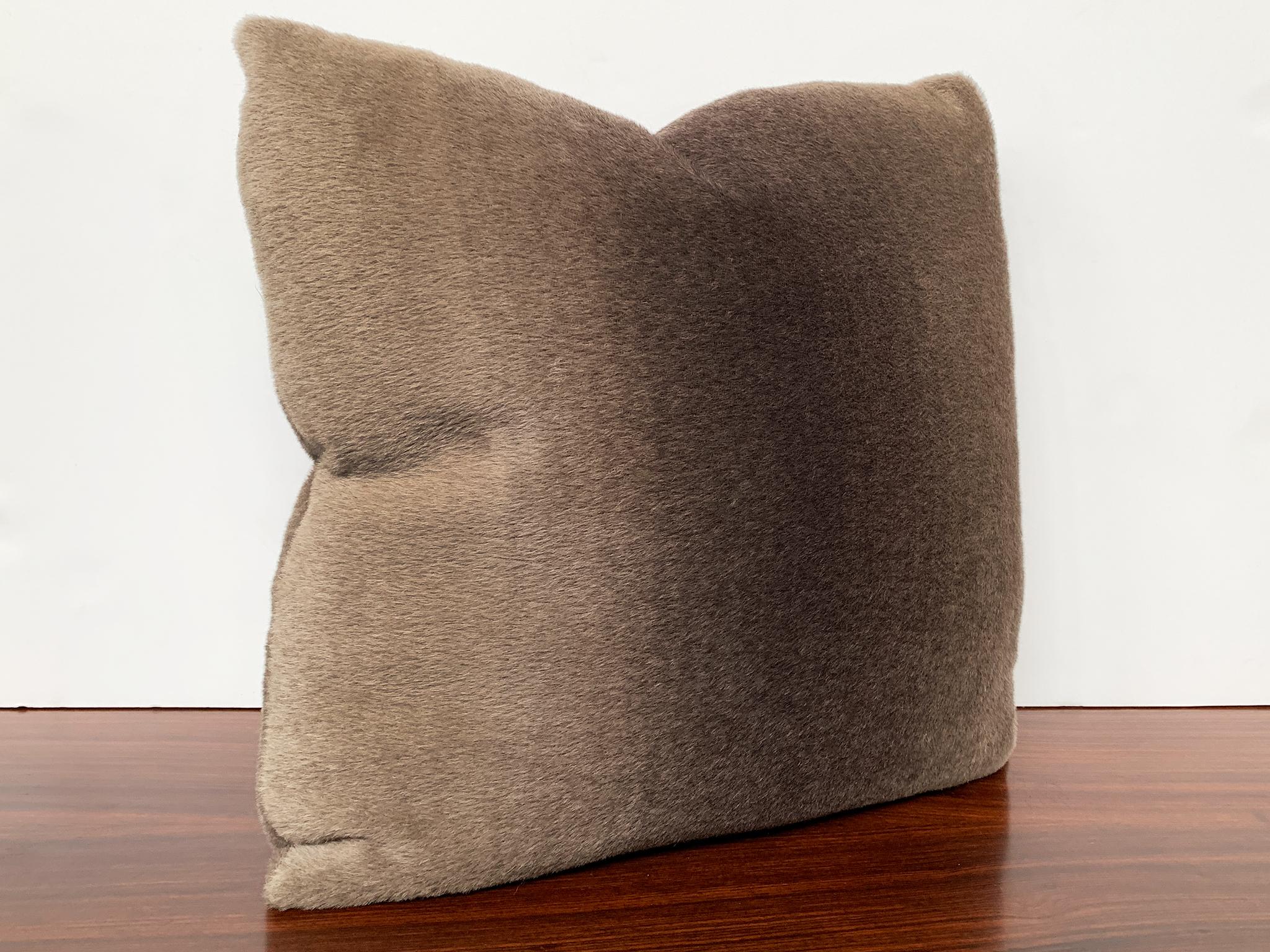 Custom Pillow with Schumacher Mohair Velvet In New Condition In New York, NY