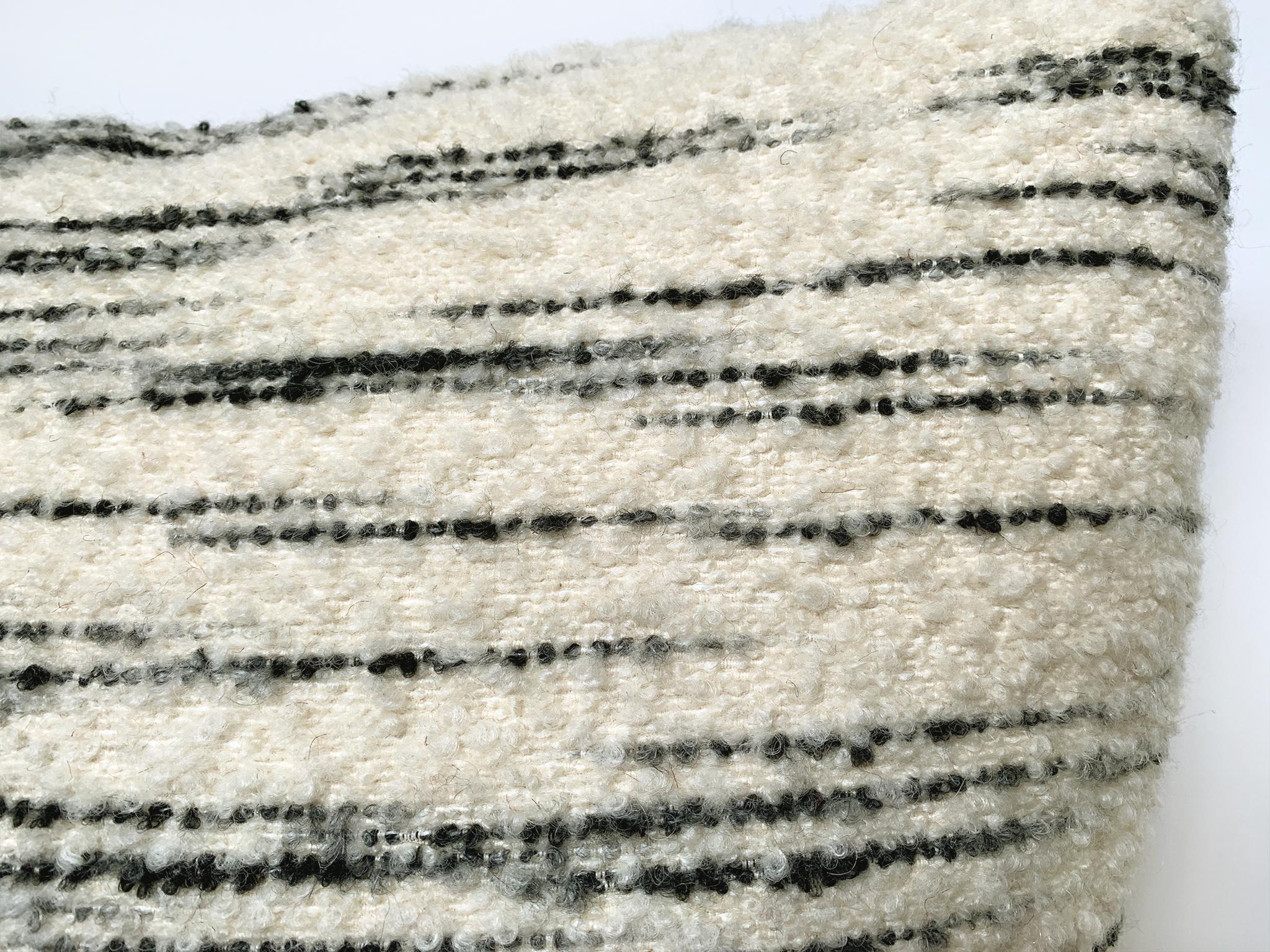 Contemporary Custom Pillow with Schumacher Stripe Bouclé Fabric